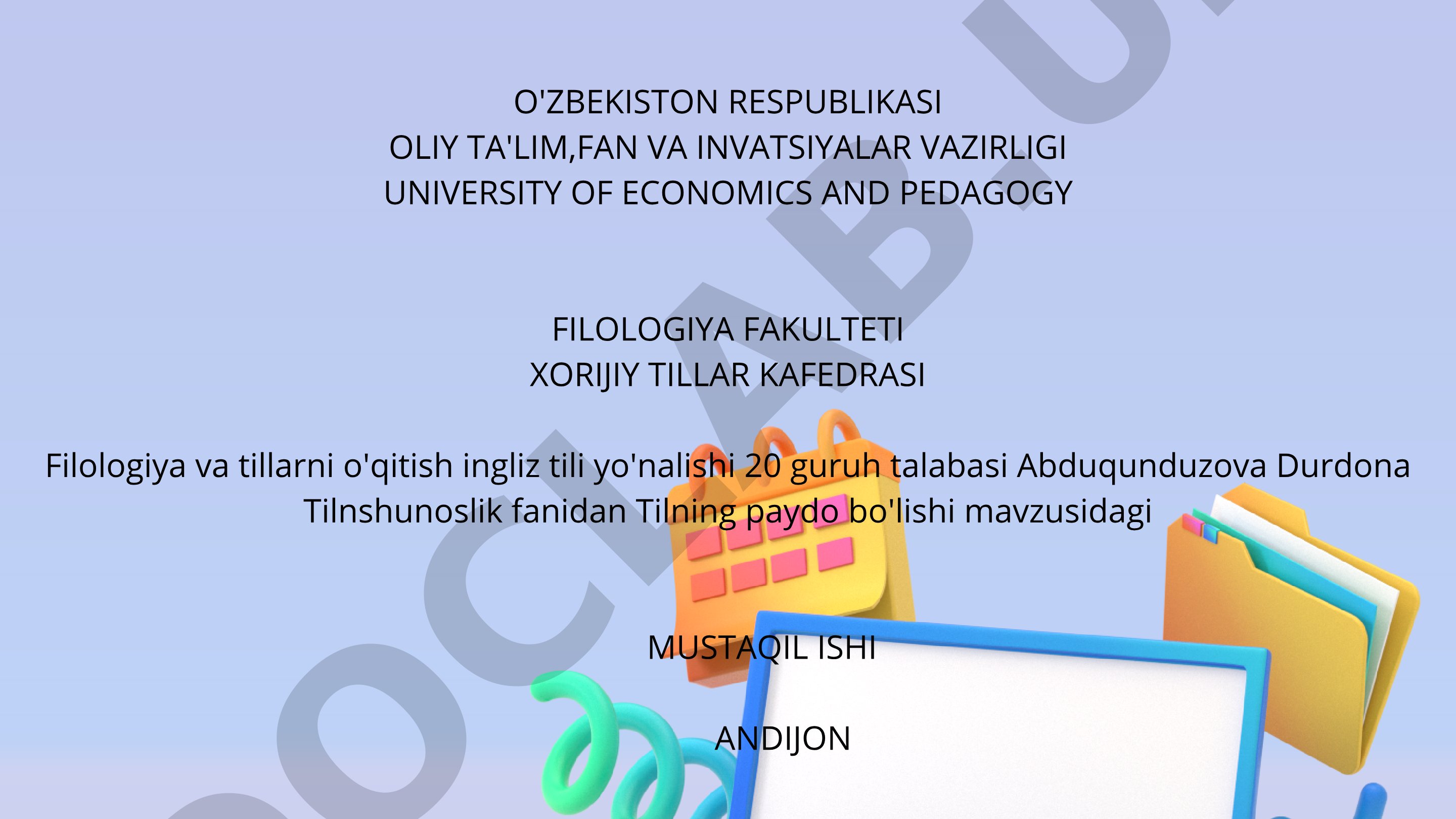 Tilning paydo bo'lish nazariyalari, til rivojlanishi va turlari bayon etilgan