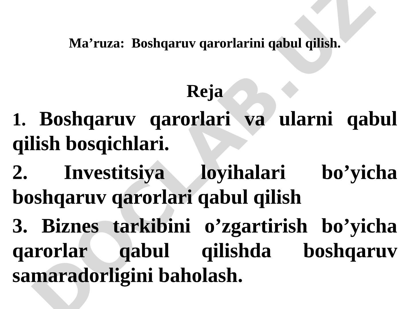 Boshqaruv qarorlarini qabul qilish