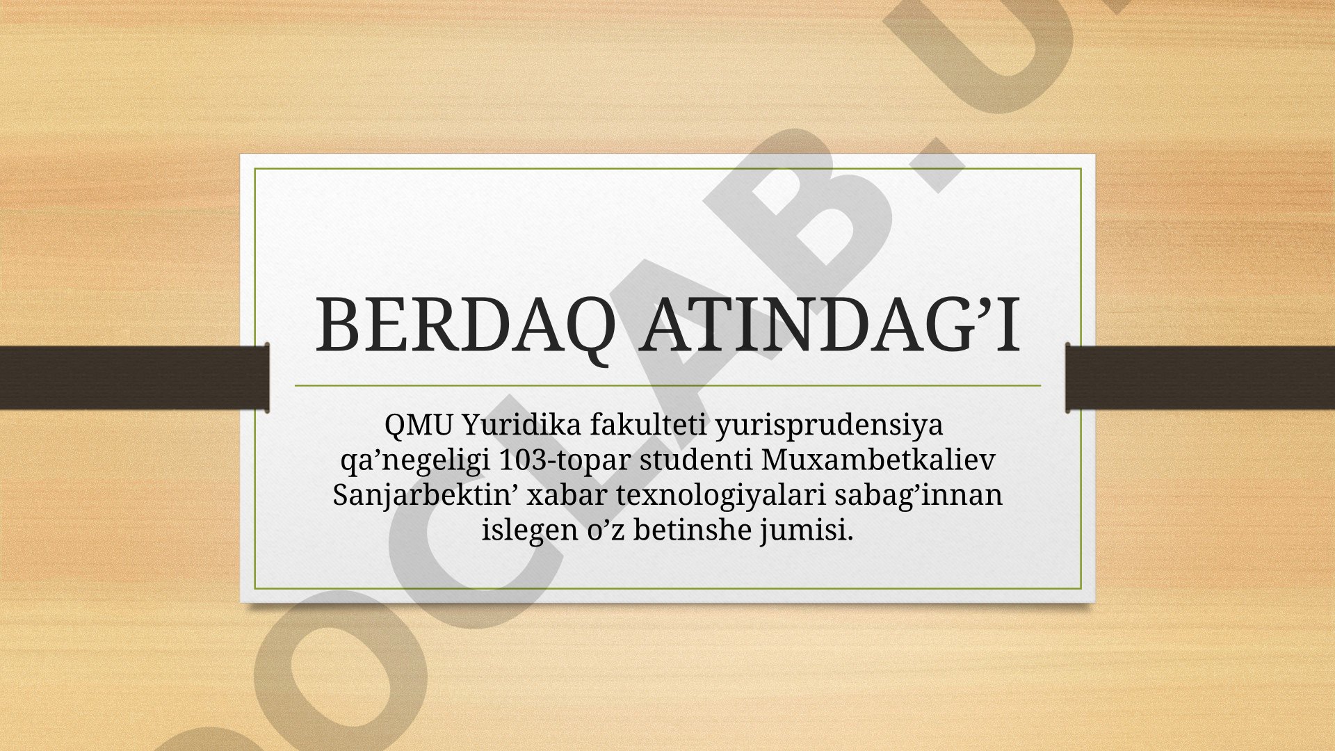 Mag'lumatlar bazasin jaratiw haqqinda tusinik