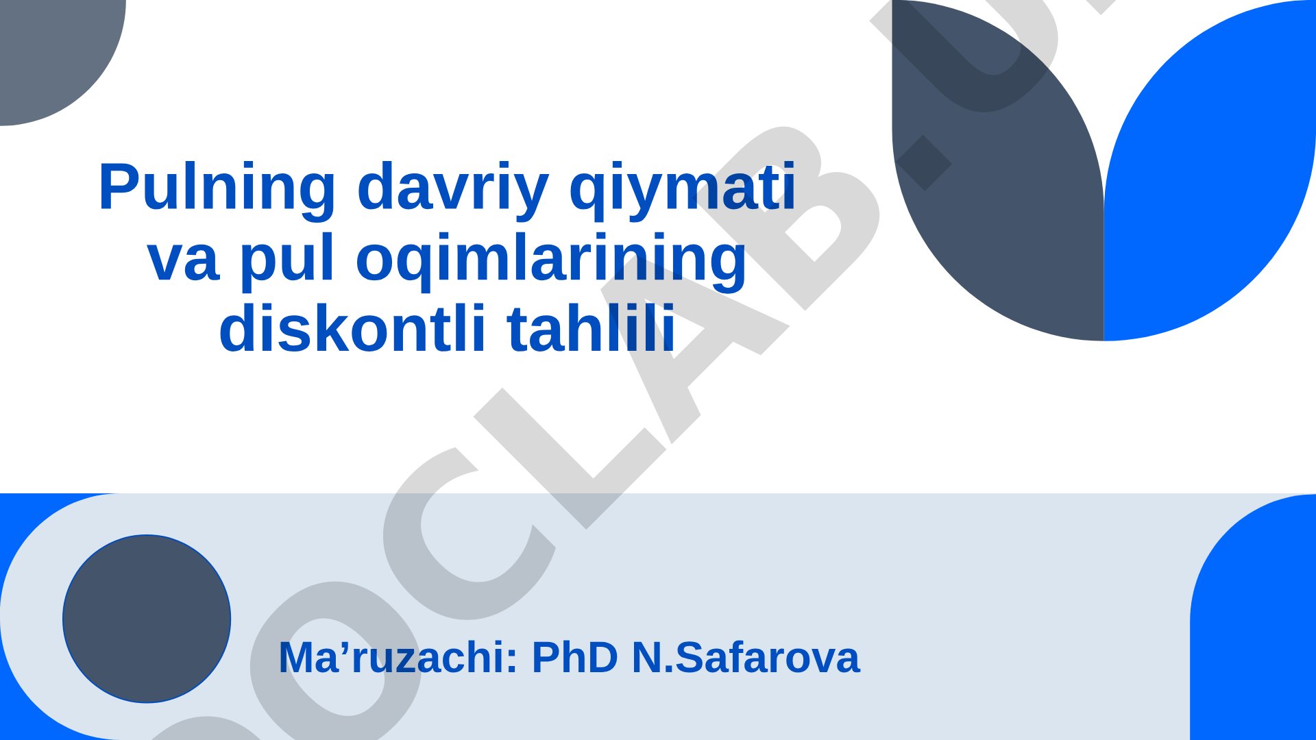 Pulning davriy qiymati va pul oqimlarining diskontli tahlili
