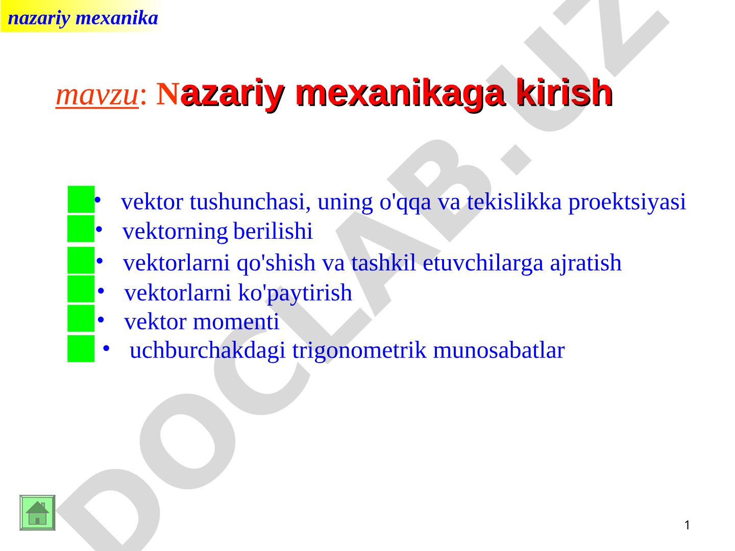 Nazariy mexanikaga kirish