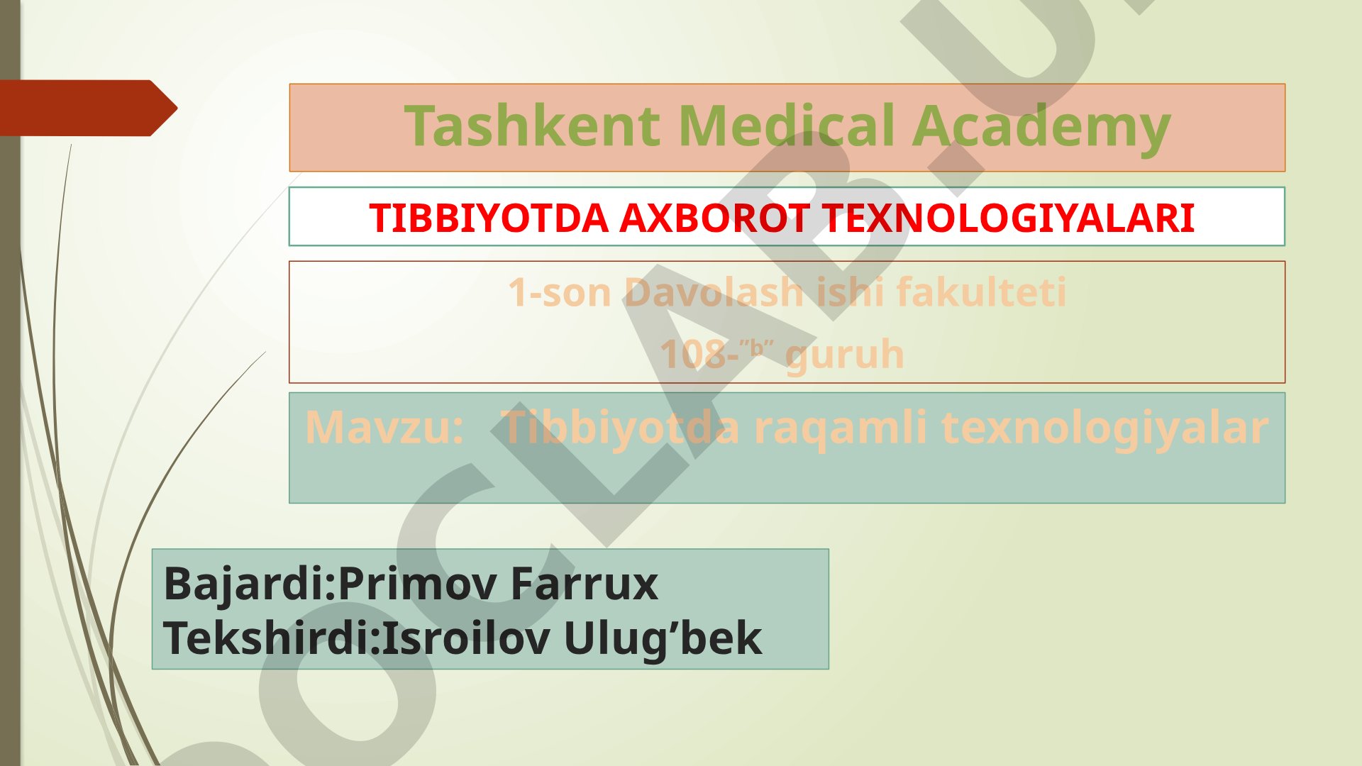 Tibbiyotda raqamli texnologiyalar