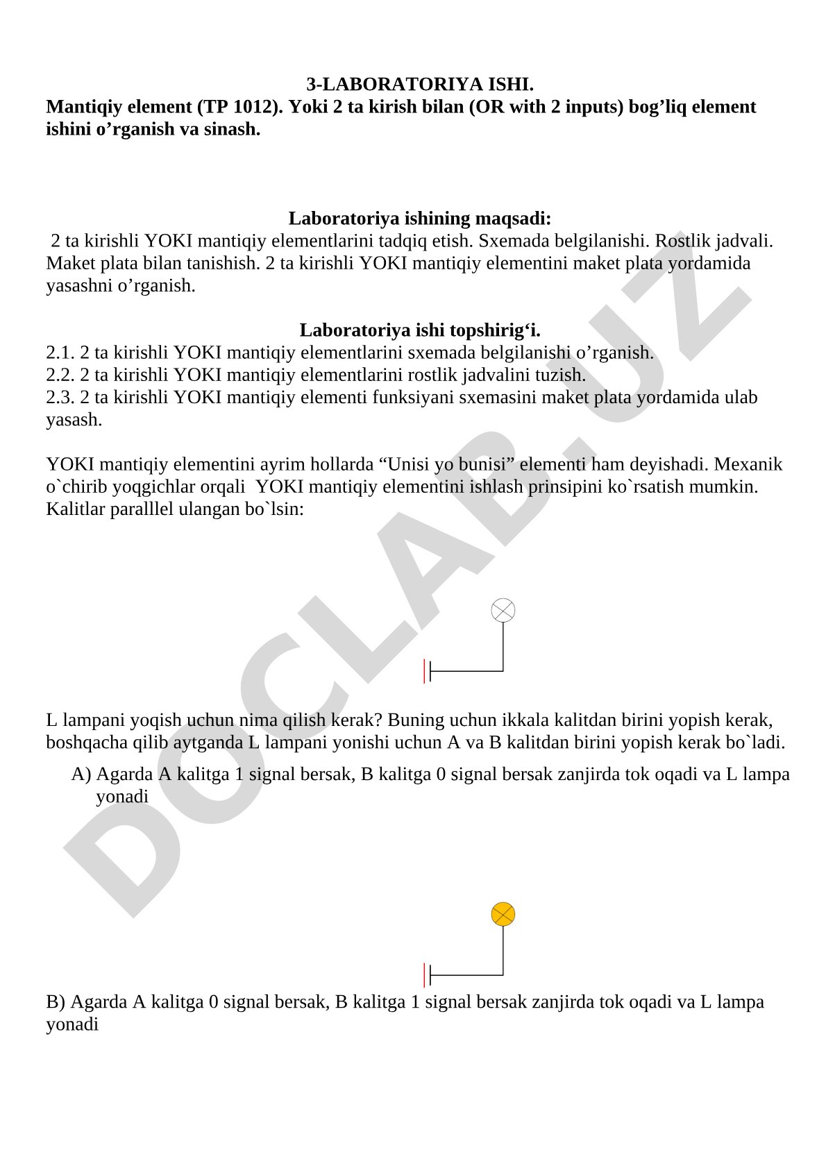Mantiqiy element (TP 1012) Yoki 2 ta kirish bilan