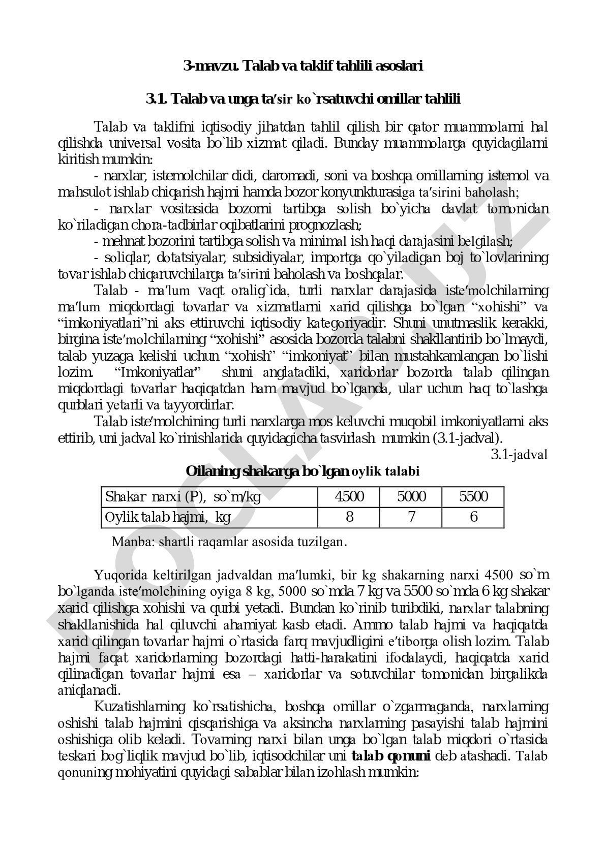 Talab va taklif tahlili asoslari