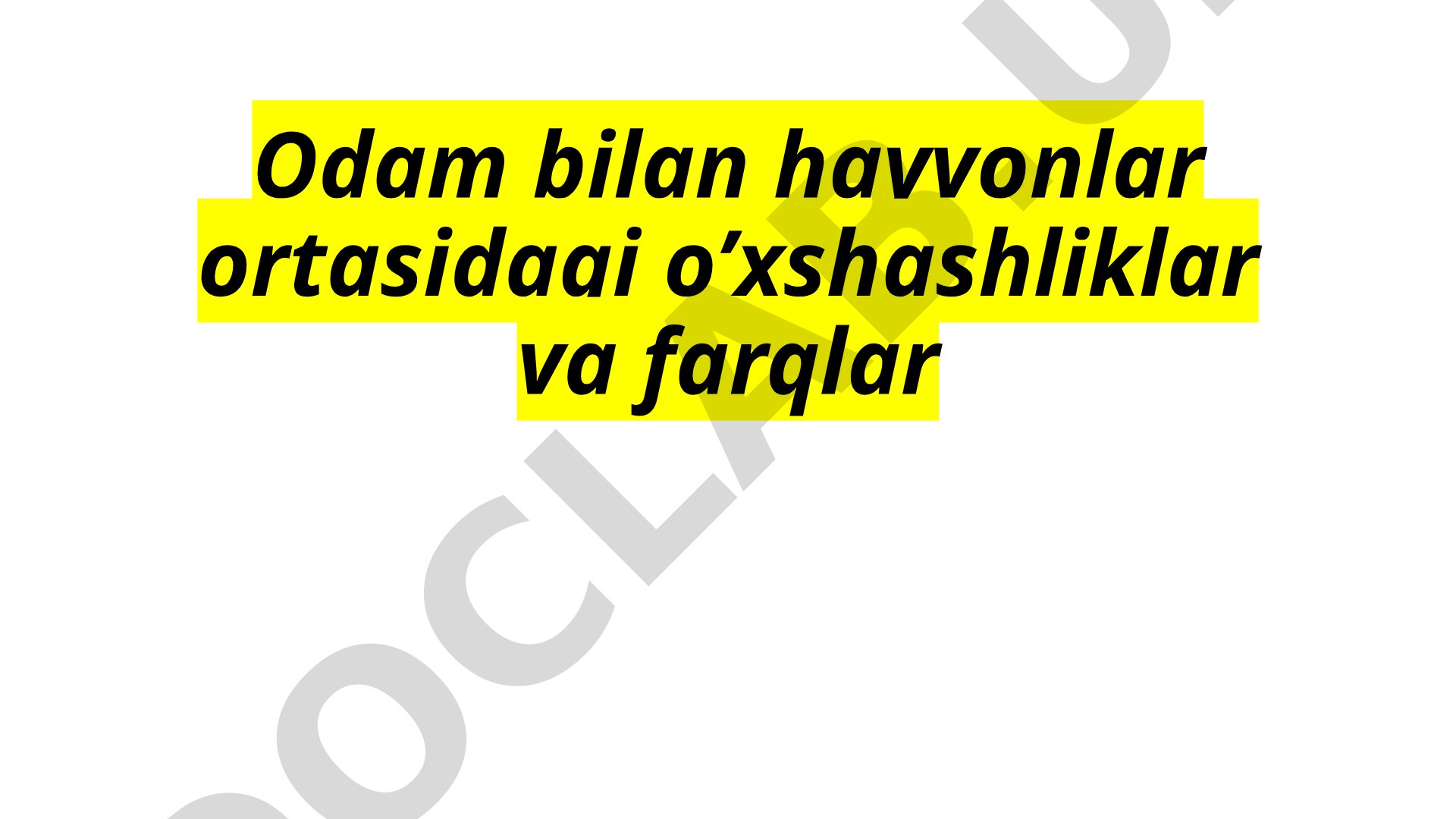 Odam bilan hayvonlar ortasidagi o'xshashliklar va farqlar