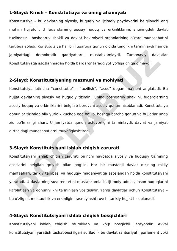 Konstitutsiya va uning ahamiyati