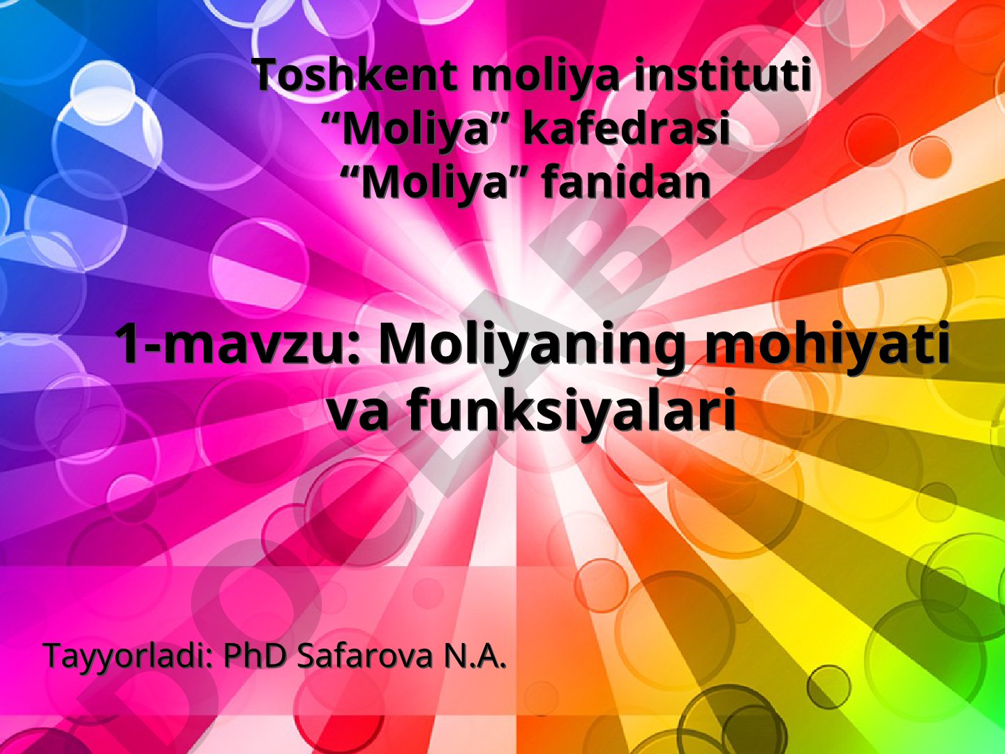 Moliyaning mohiyati va funksiyalari