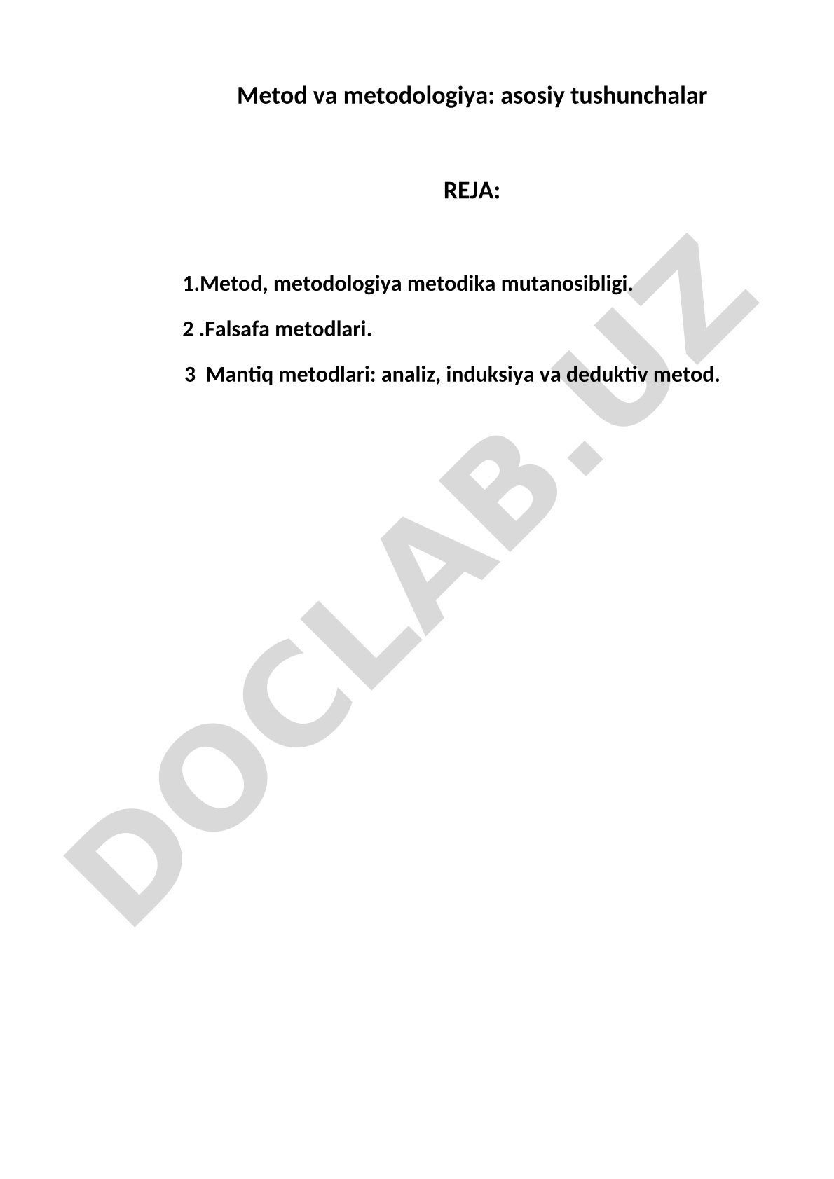 Metod va metodologiya: asosiy tushunchalar