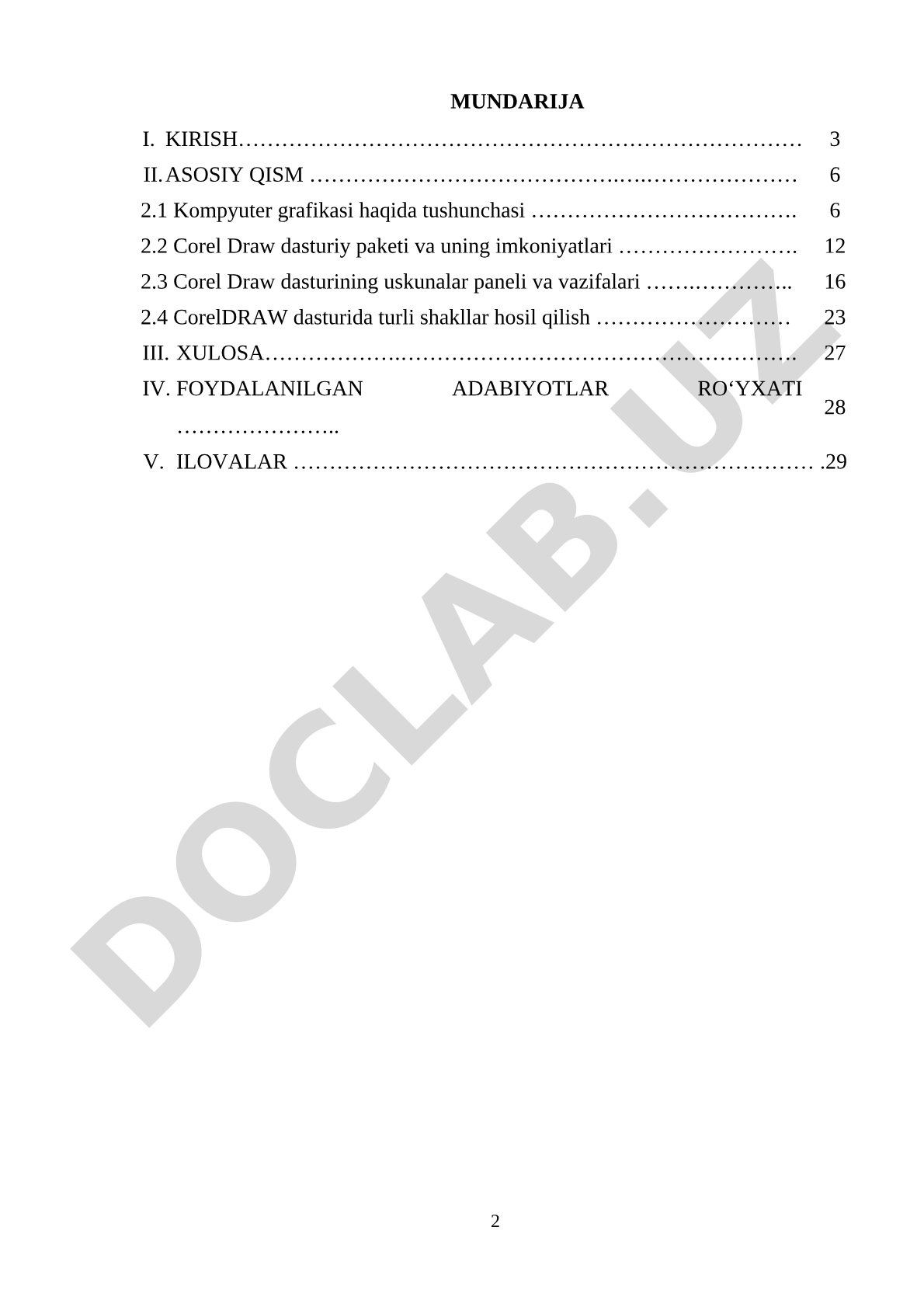 Corel Draw dasturining uskunalar paneli va uning vazifalari