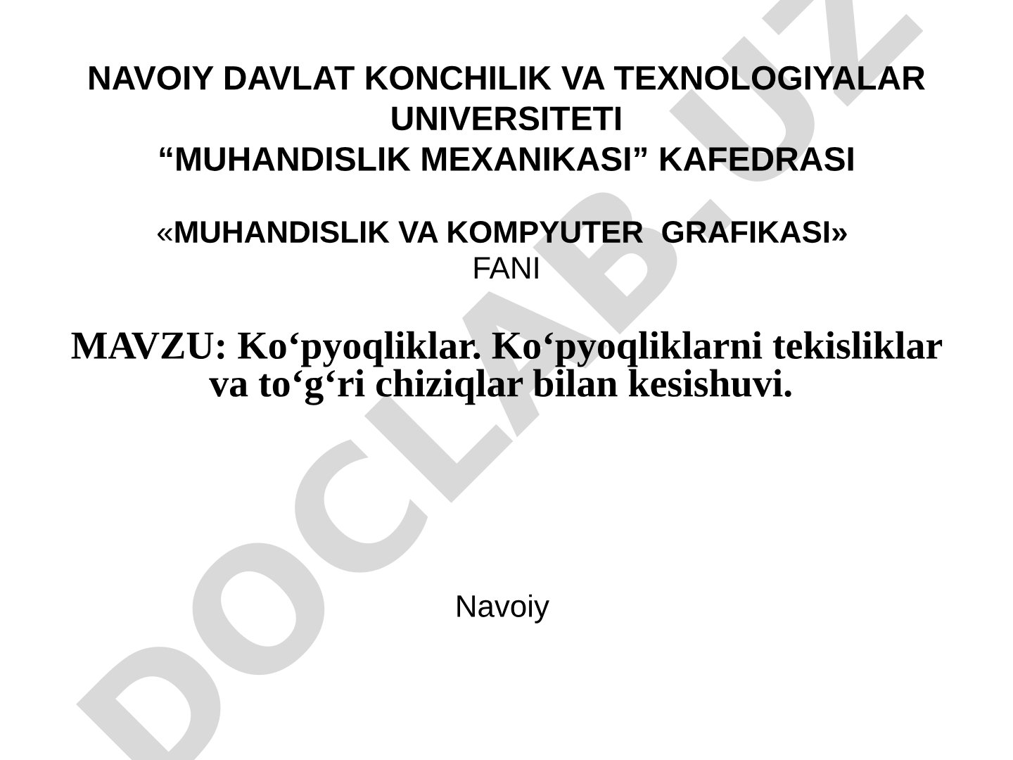 Ko'pyoqliklar va ularning tekisliklar bilan kesishuvi