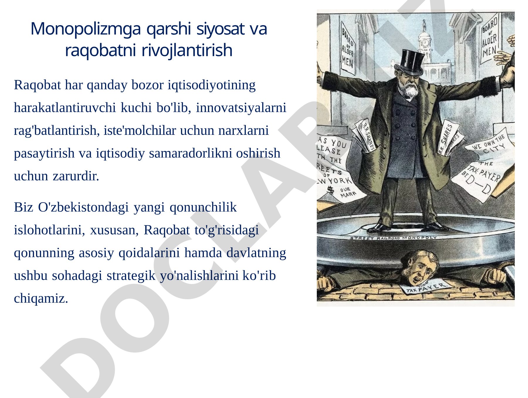 Monopolizmga qarshi siyosat va raqobatni rivojlantirish