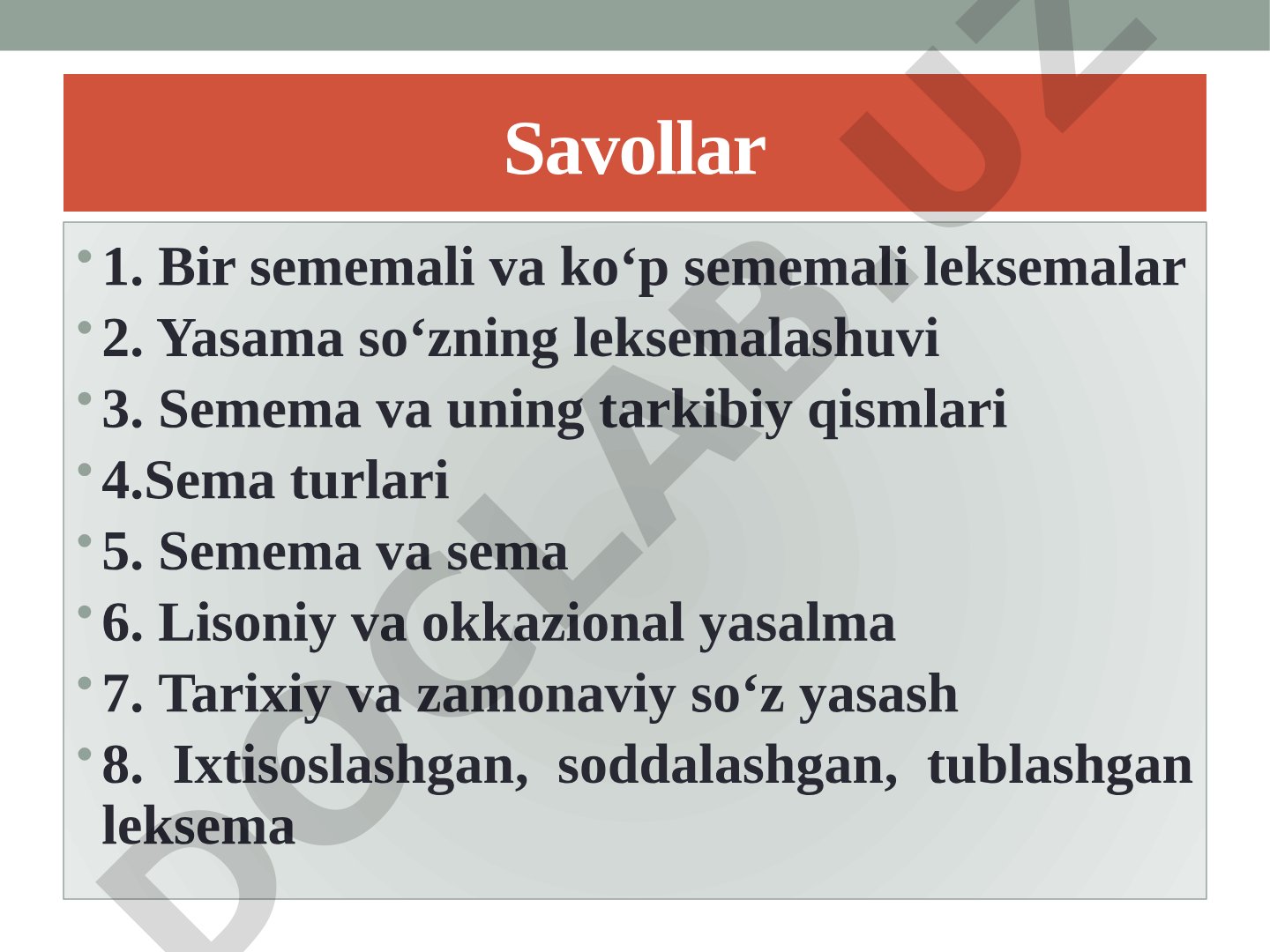 Oʻzbek tilida leksik-semantik munosabatlar