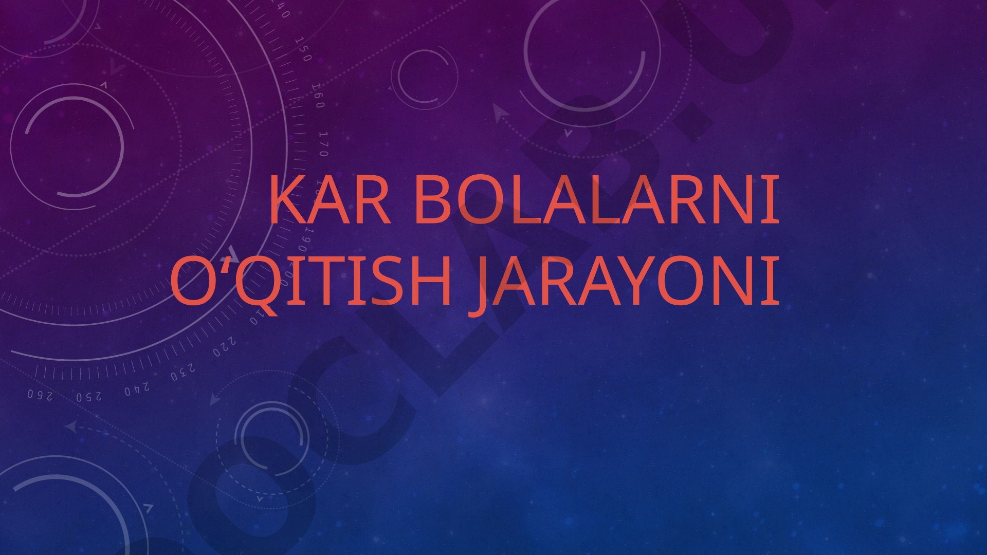 Kar bolalarni o'qitish jarayoni