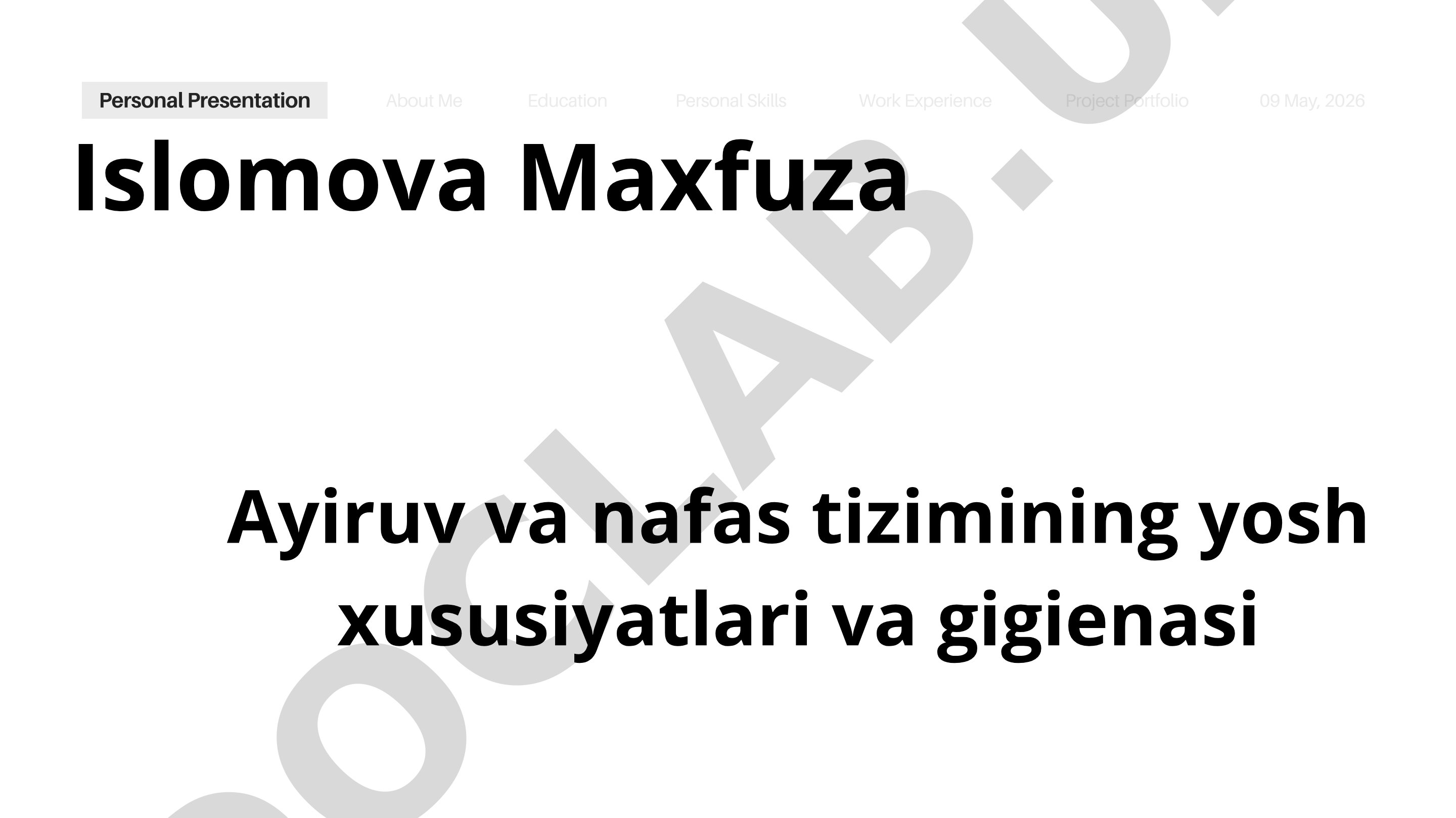 Ayiruv va nafas tizimining yosh xususiyatlari va gigienasi