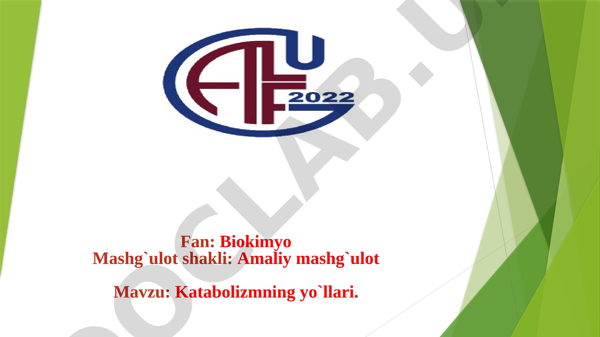 Katabolizmning yo'llari. Limon kislota sikli va elektron tashish zanjiri