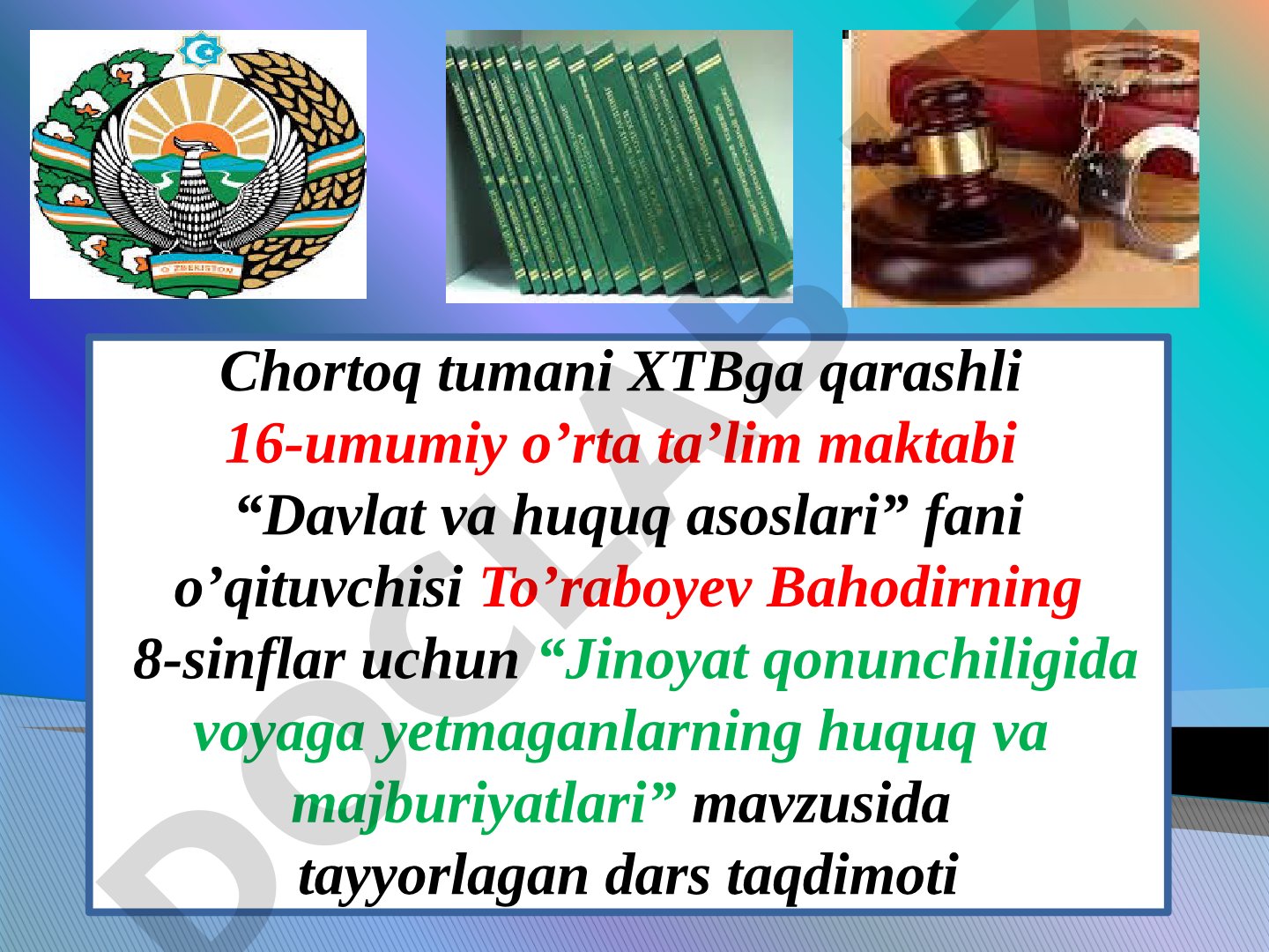 Jinoyat qonunchiligida voyaga yetmaganlarning huquq va majburiyatlari