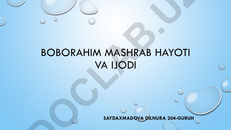 Boborahim Mashrab hayoti va ijodi