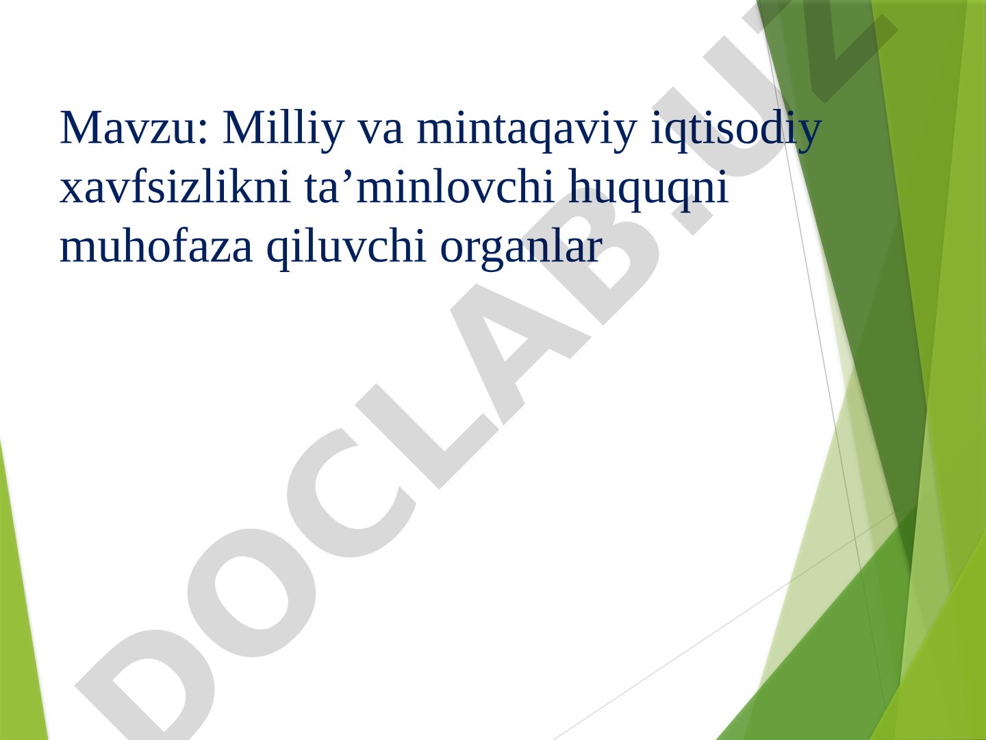 Milliy va mintaqaviy iqtisodiy xavfsizlikni ta’minlovchi huquqni muhofaza qiluvchi organlar