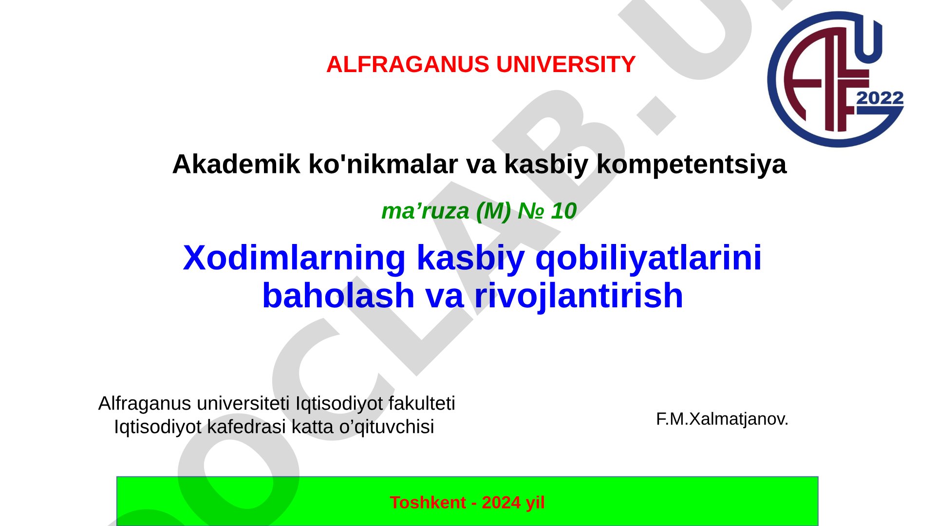 Xodimlarning kasbiy qobiliyatlarini baholash va rivojlantirish