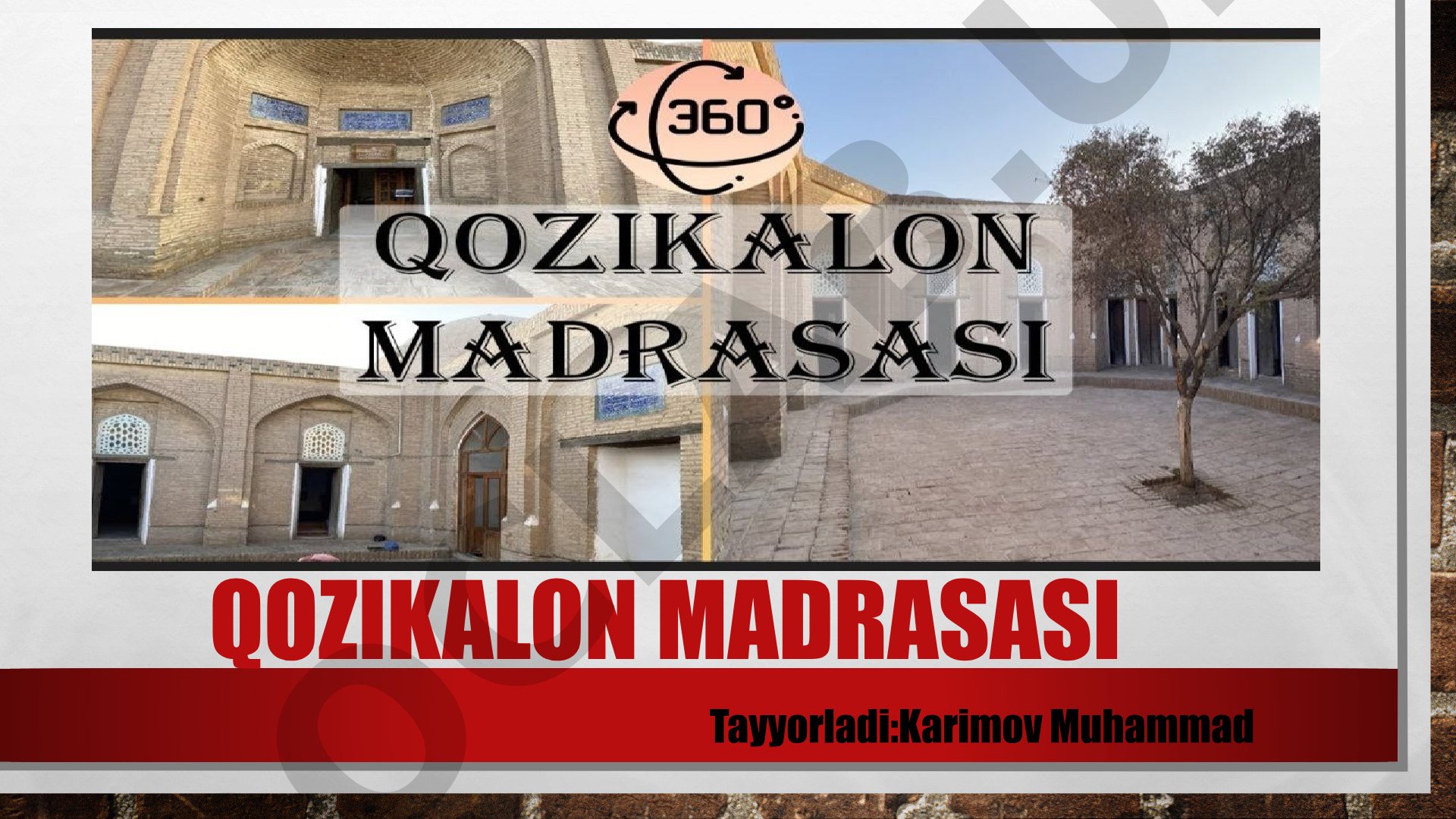 Qozikalon madrasasi tarixi va me'moriy yechimlari