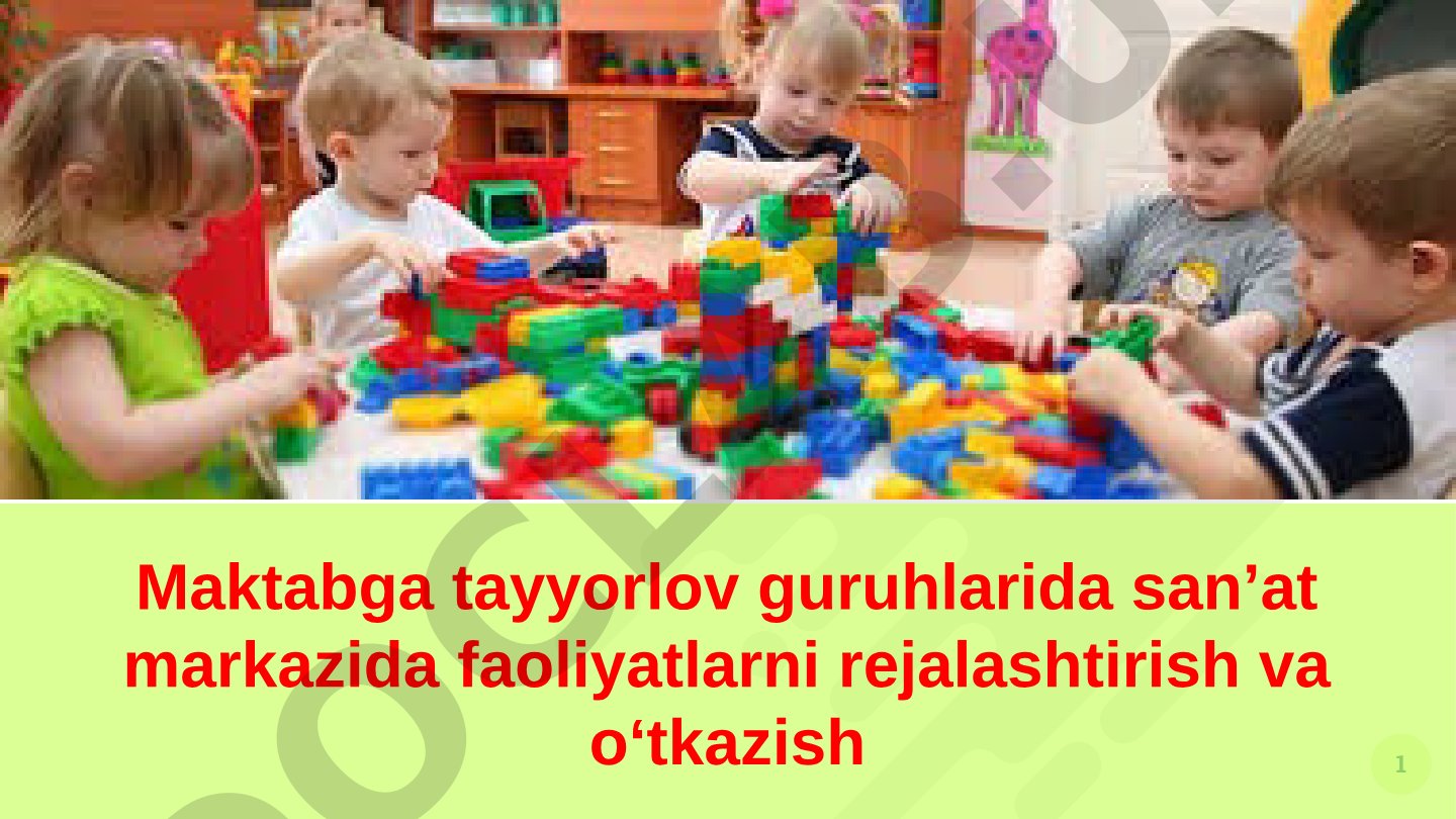 Maktabga tayyorlov guruhlarida san’at markazida faoliyatlarni rejalashtirish va o‘tkazish