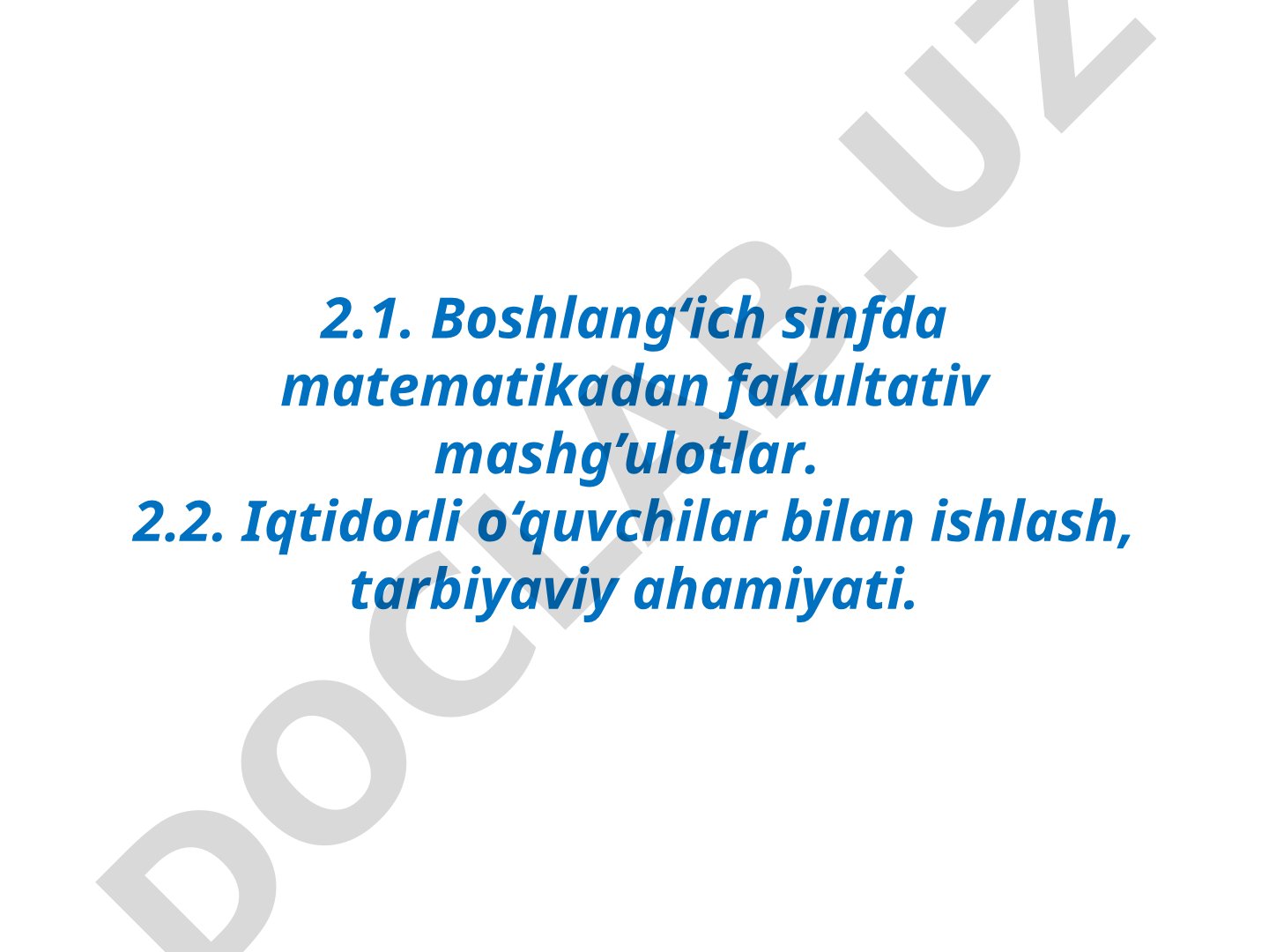Boshlang'ich sinfda matematikadan fakultativ mashg'ulotlar