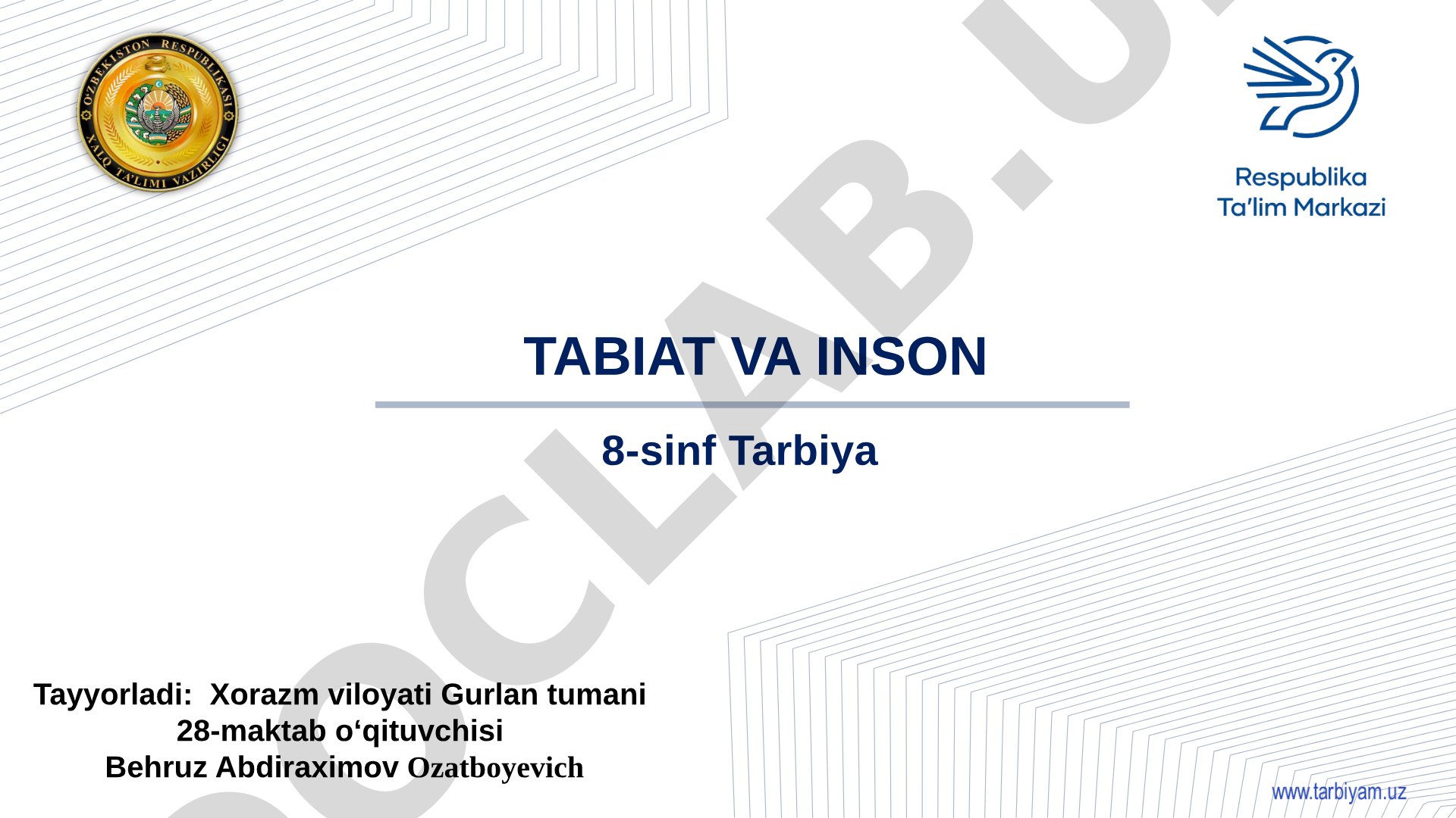 Tabiat va inson mavzusida savol va topshiriqlar, guruhlarda ishlash uchun materiallar