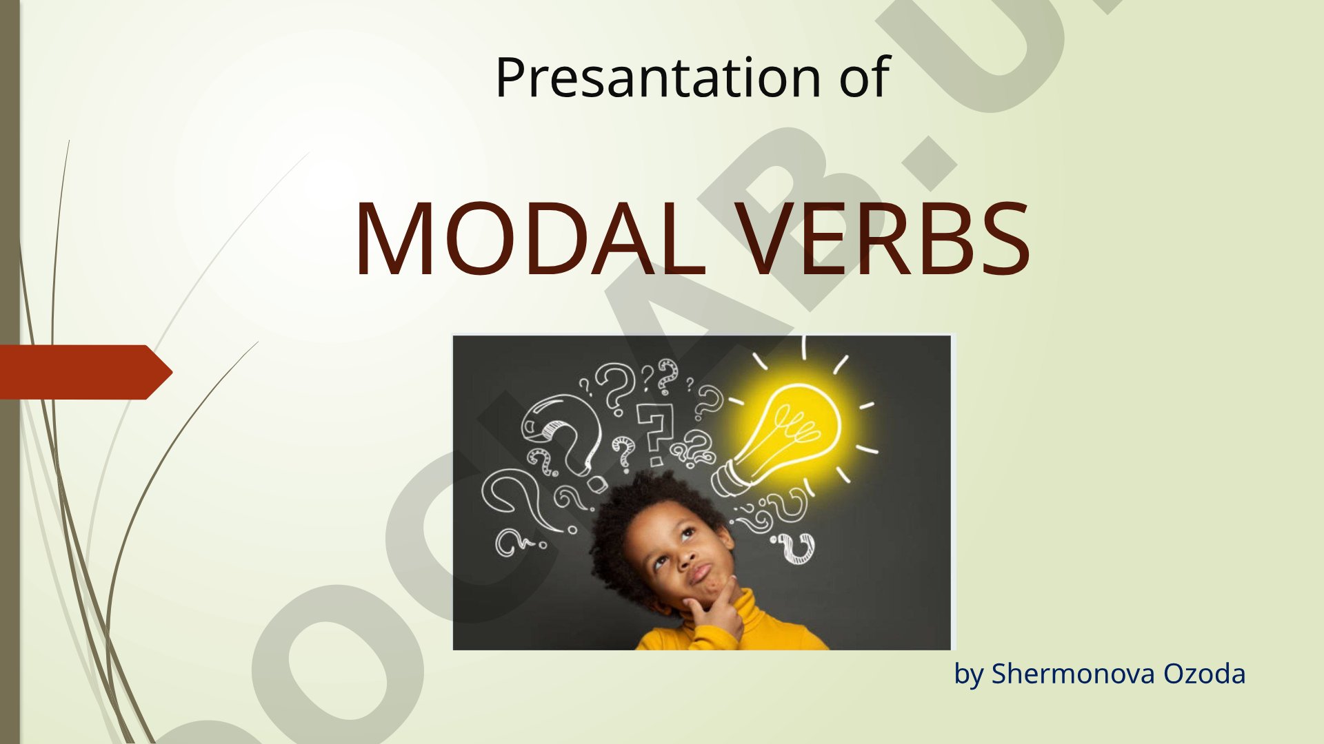 Presentation on modal verbs can, must, need, may with examples and usage