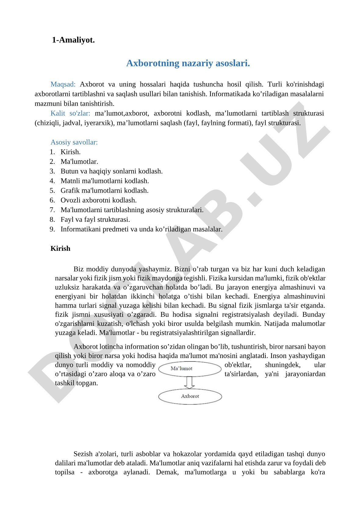 Axborotning nazariy asoslari