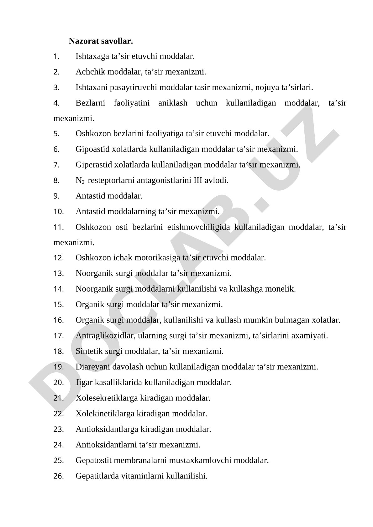 Ishtaxaga ta'sir etuvchi moddalar va oshqozon-ichak faoliyatiga ta'sir qiluvchi dorilar