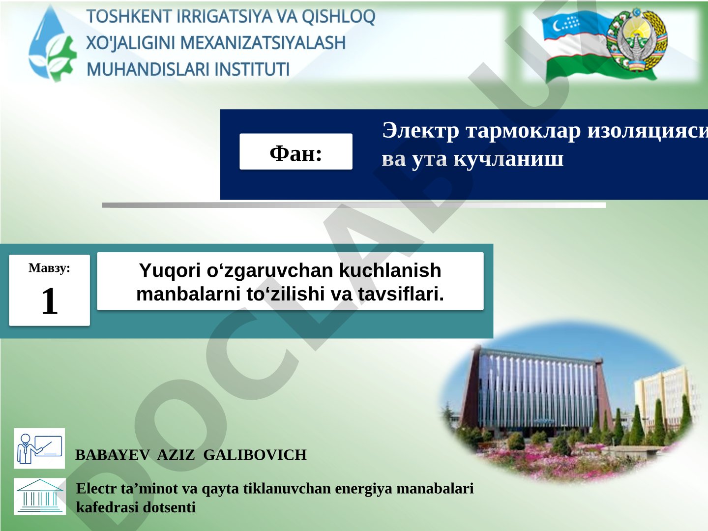 Yuqori o‘zgaruvchan kuchlanish manbalarni to‘zilishi va tavsiflari