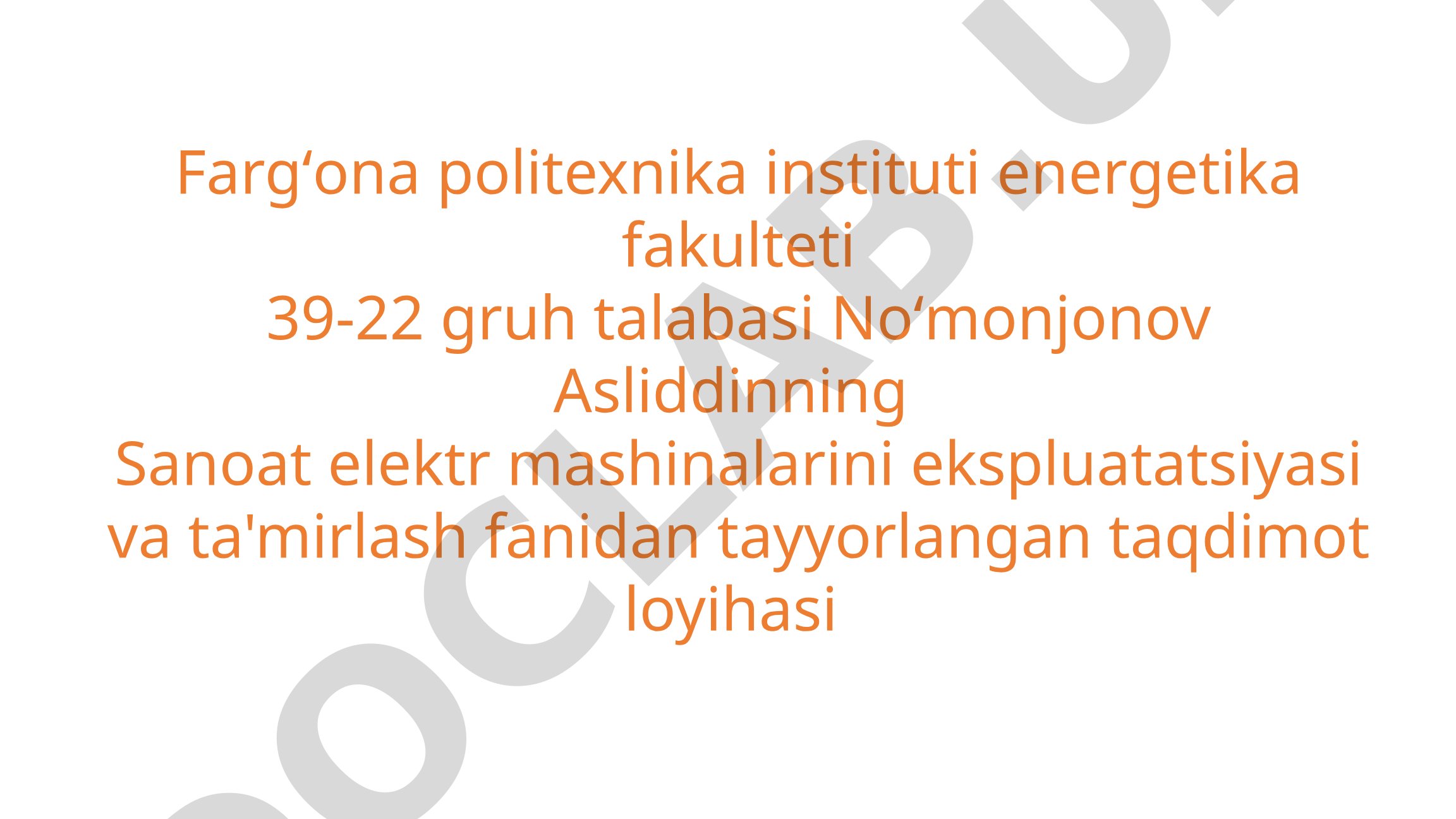 Elektr mashinalarining izolyatsiyasi va uning holatini baholash