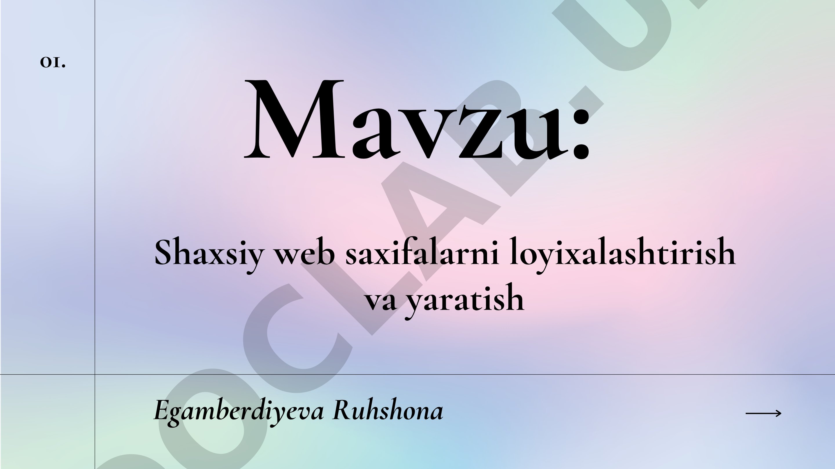 Shaxsiy web sahifalarni loyihalashtirish va yaratish
