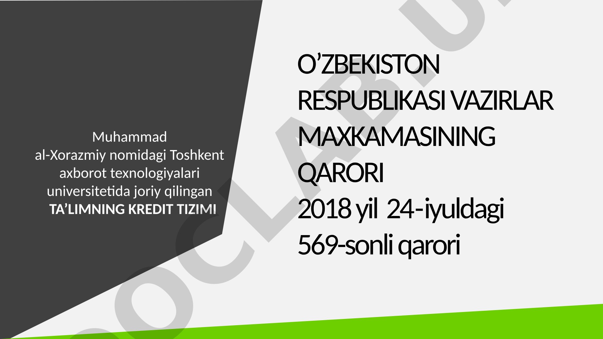 Muhammad al-Xorazmiy nomidagi Toshkent axborot texnologiyalari universitetida joriy qilingan ta’limning kredit tizimi