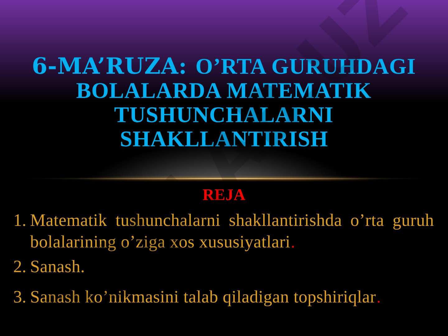 O'rta guruh bolalarida matematik tushunchalarni shakllantirish