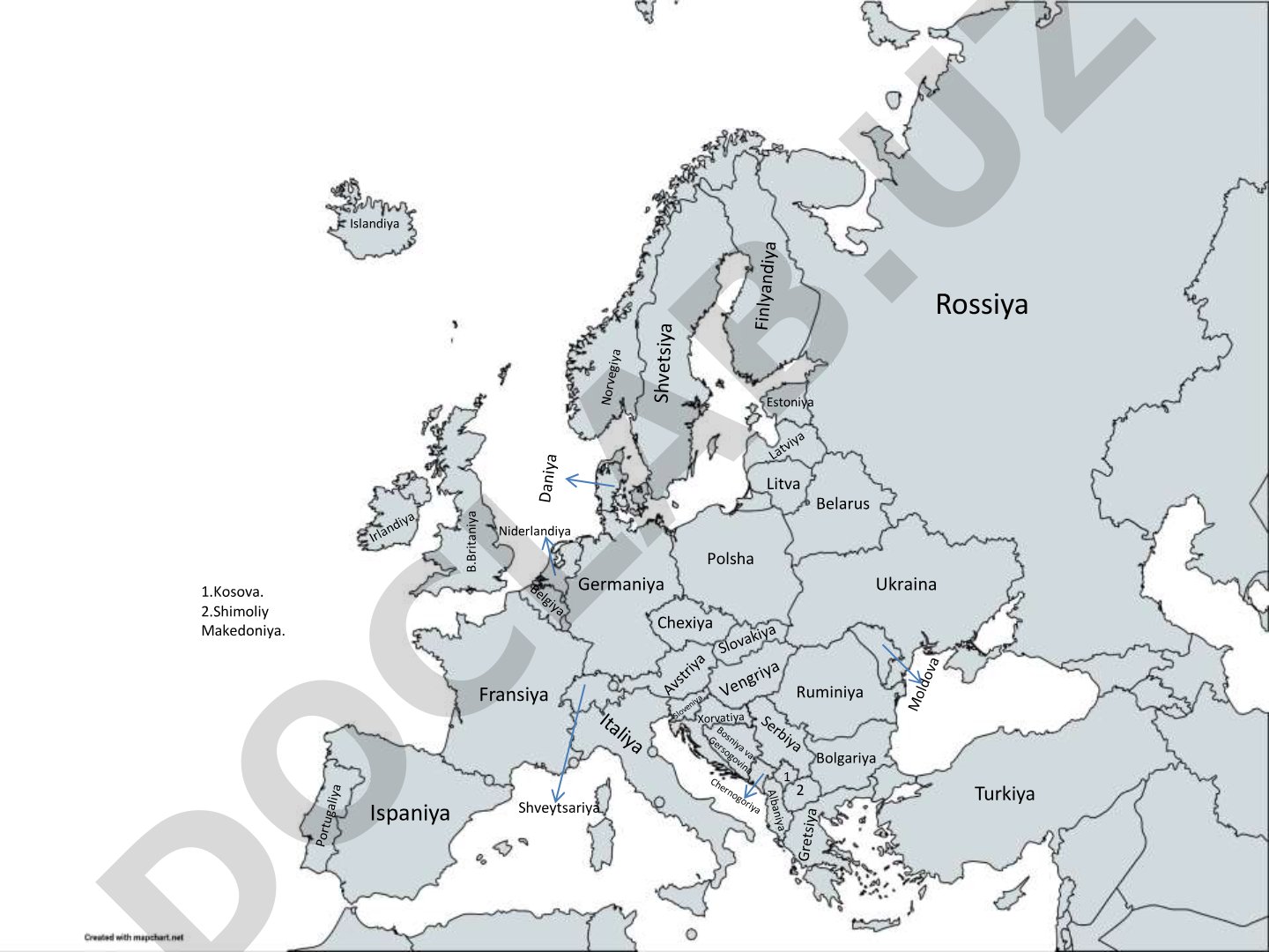 Yevropa davlatlari ro'yxati