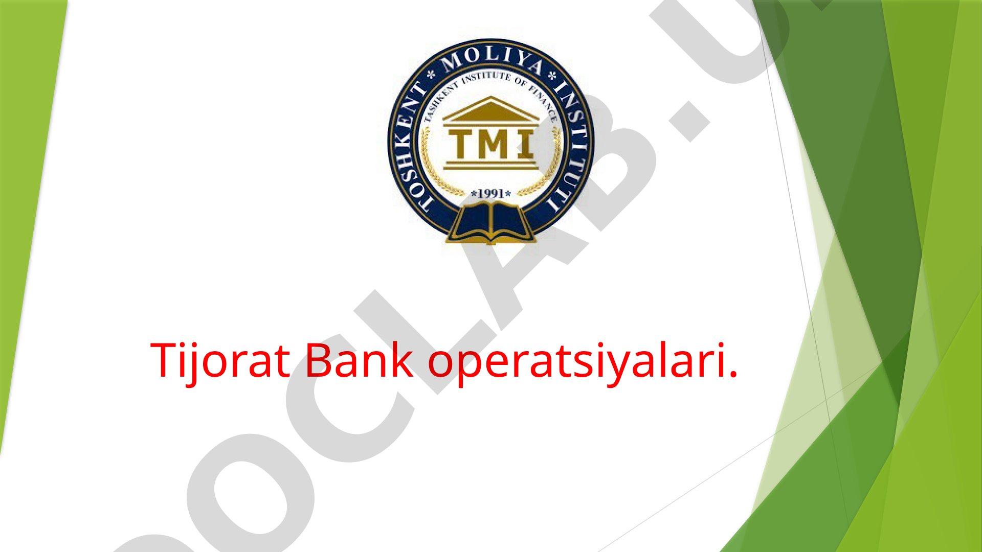 Tijorat bank operatsiyalari, kredit turlari va ssuda haqida ma'lumot beradi