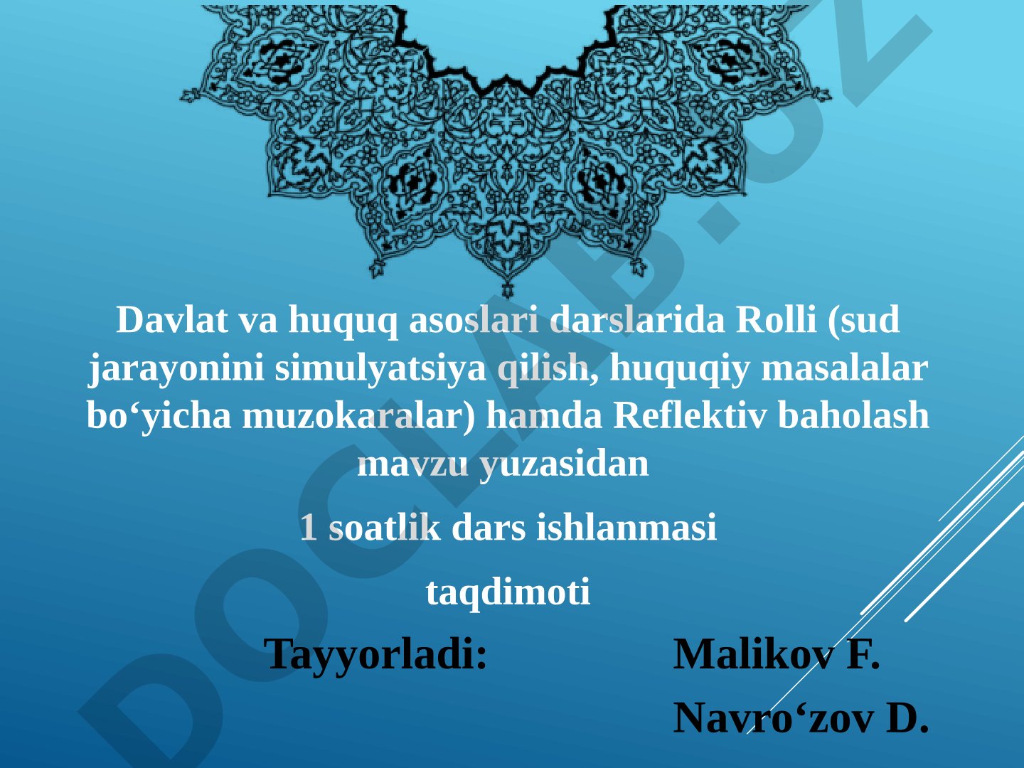 Davlat va huquq asoslari darsida rolli va reflektiv baholash