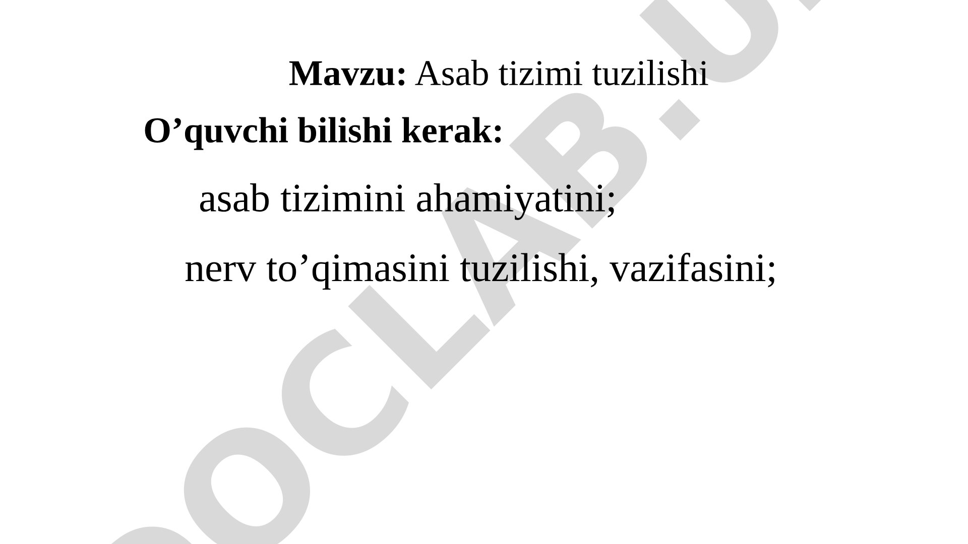 Asab tizimi tuzilishi