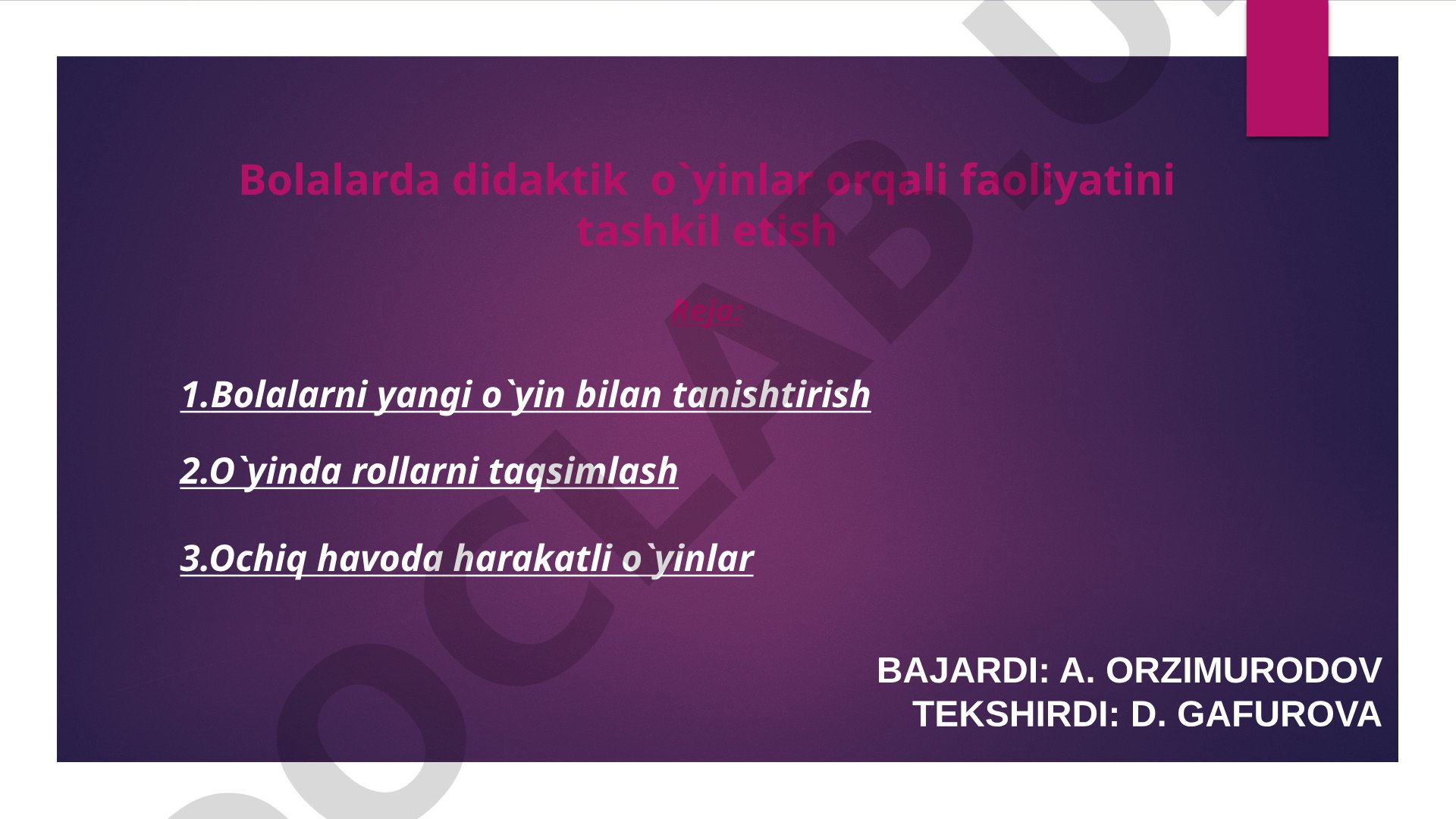 Bolalarda didaktik o‘yinlar orqali faoliyatini tashkil etish