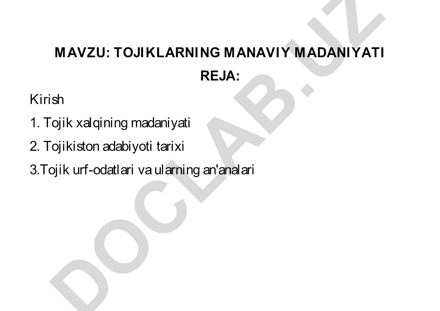 Tojiklarning manaviy madaniyati
