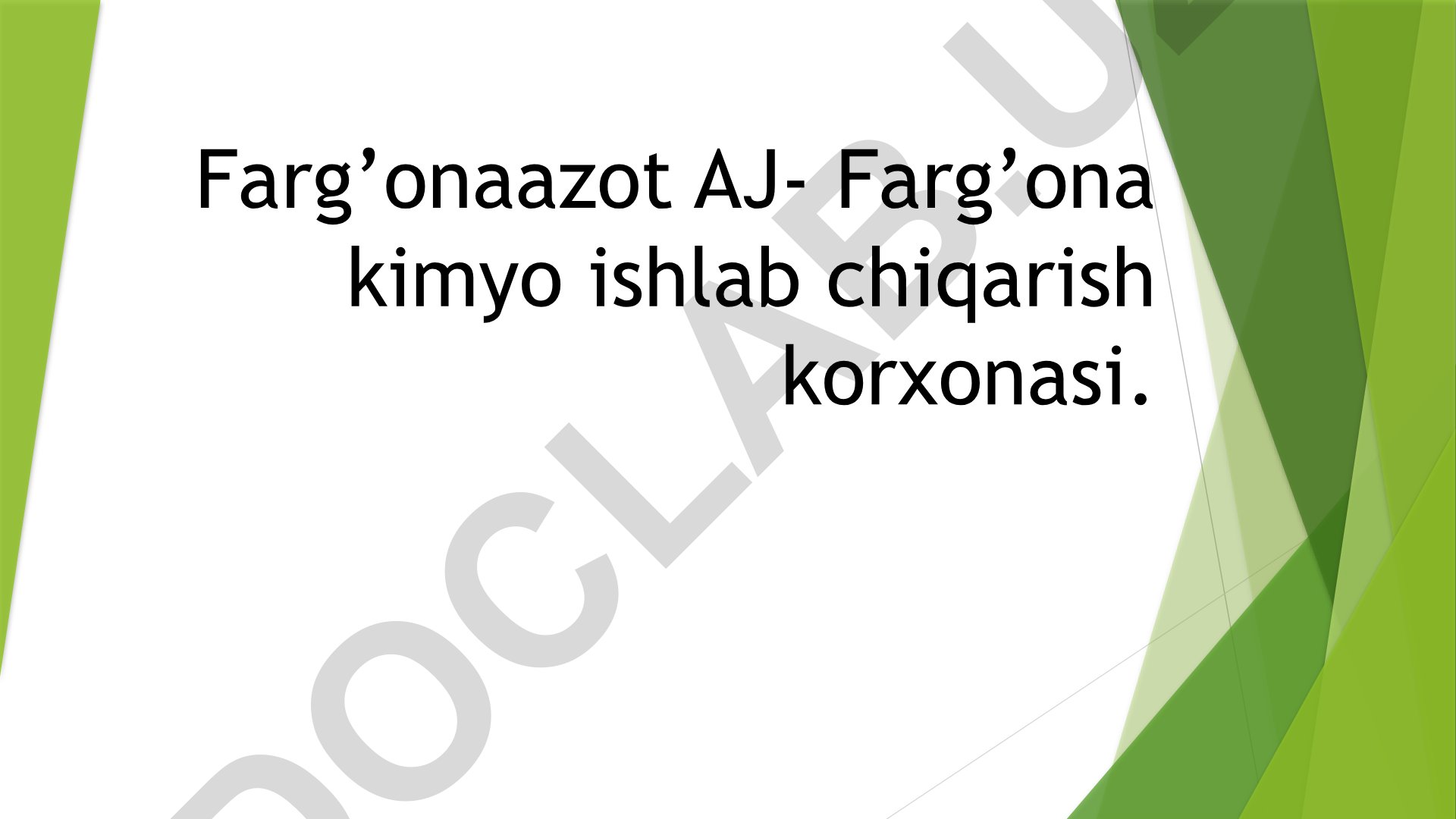 Farg'onaazot kimyo ishlab chiqarish korxonasi va uning mahsulotlari