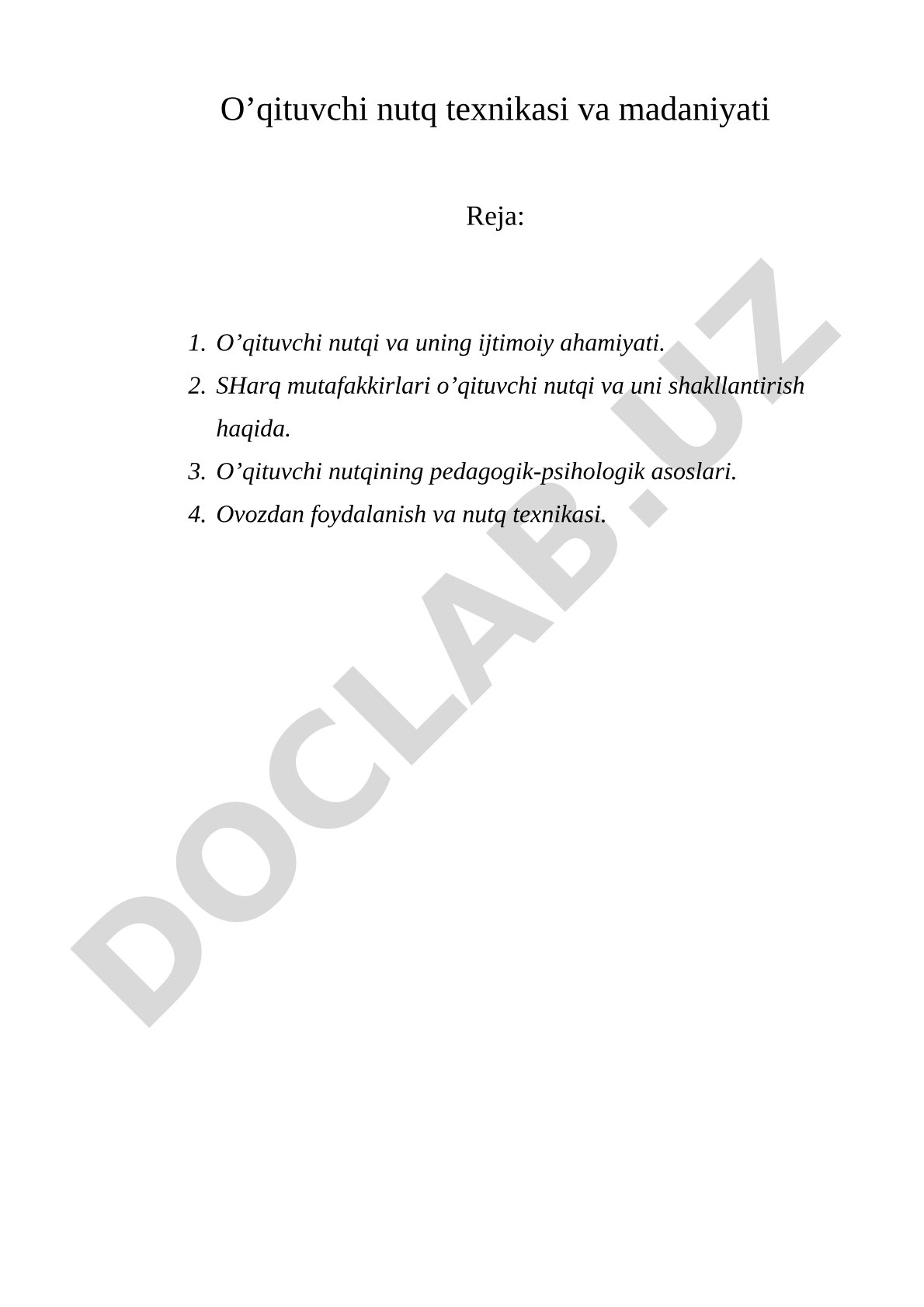 O’qituvchi nutq texnikasi va madaniyati