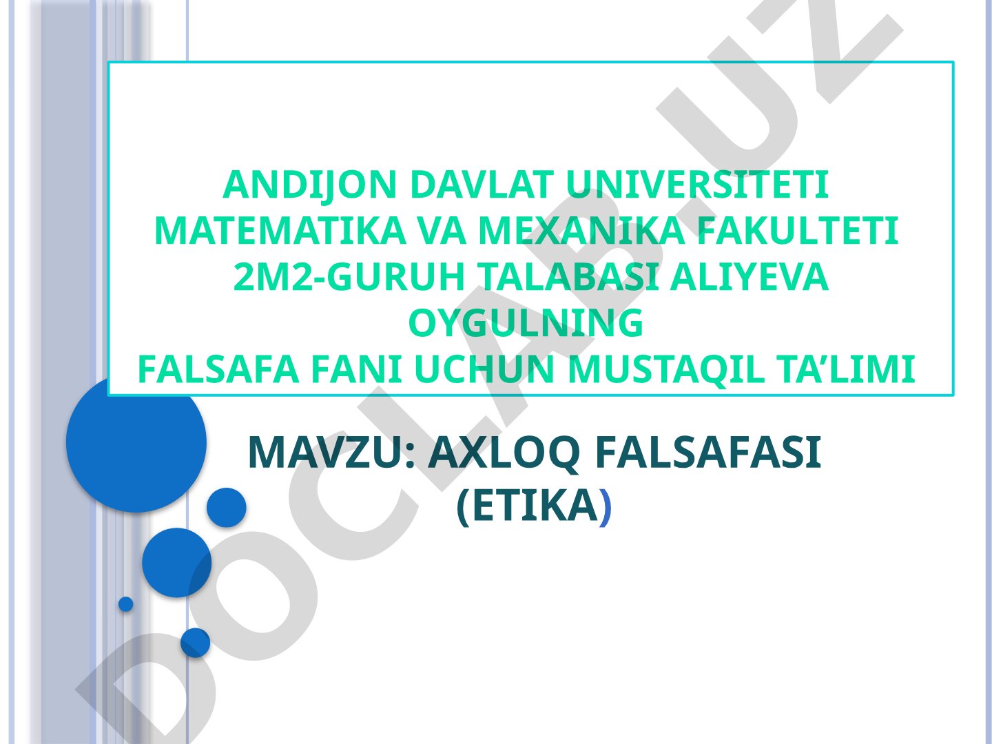 Axloq falsafasi (Etika)