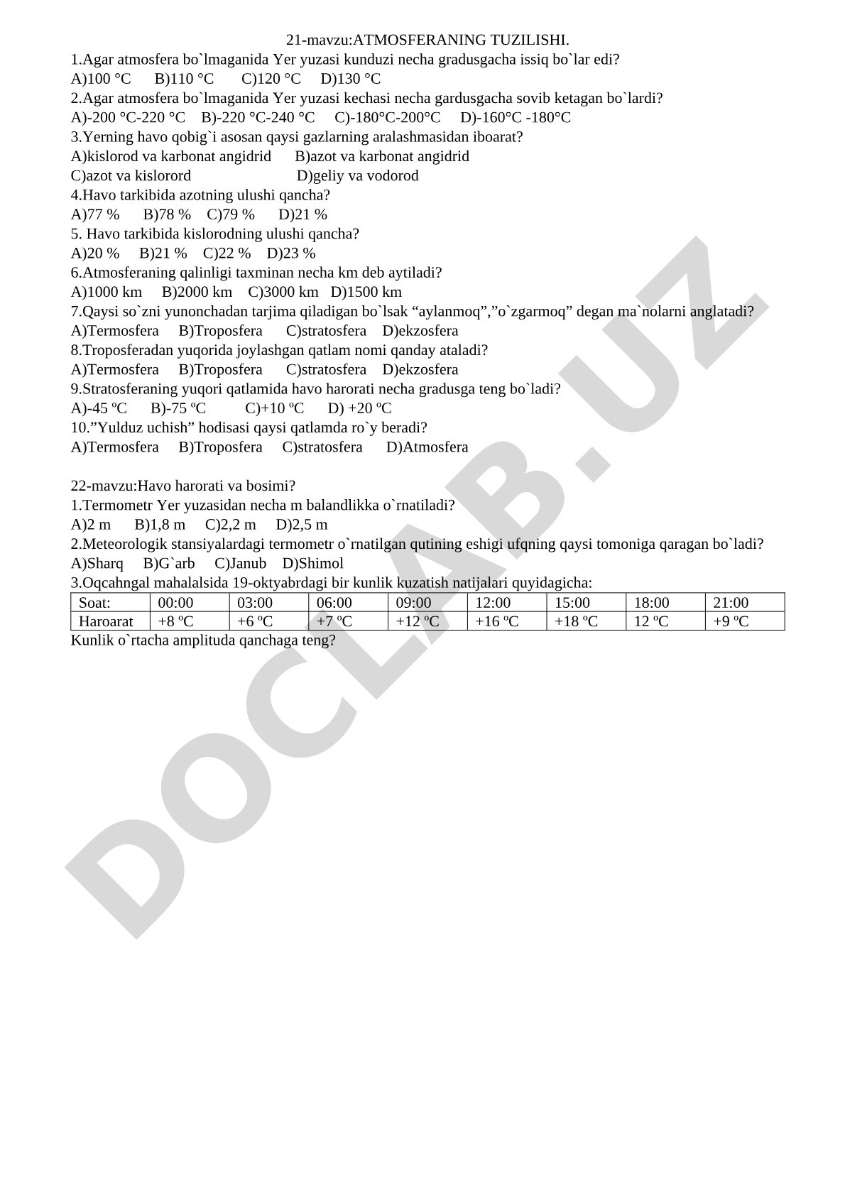 Atmosferaning tuzilishi