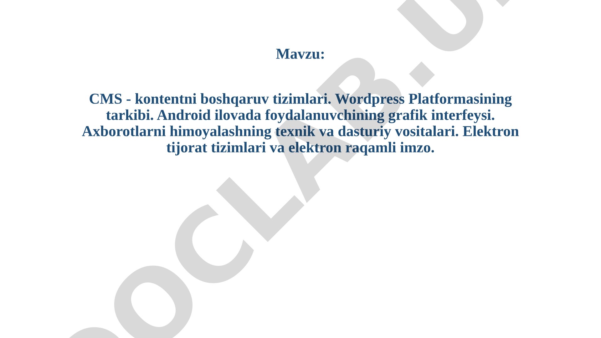 CMS - kontentni boshqaruv tizimlari