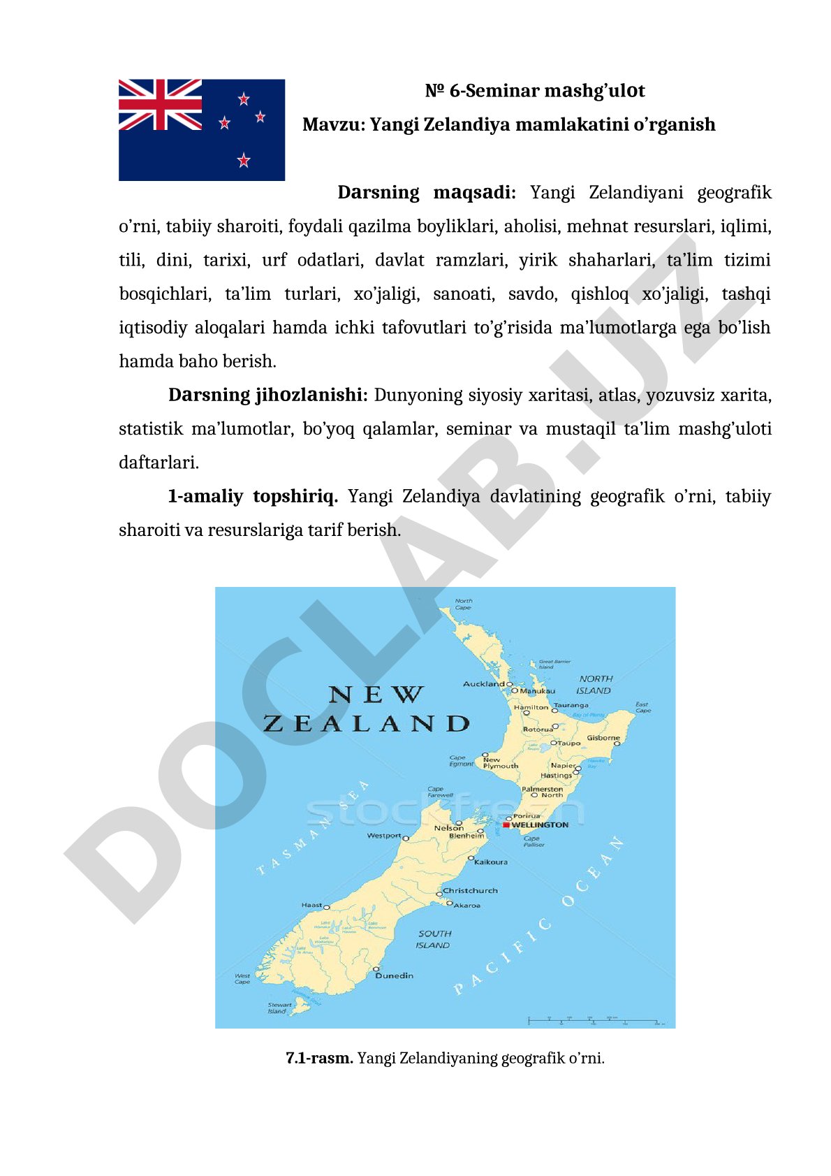 Yangi Zelandiya mamlakatini o'rganish