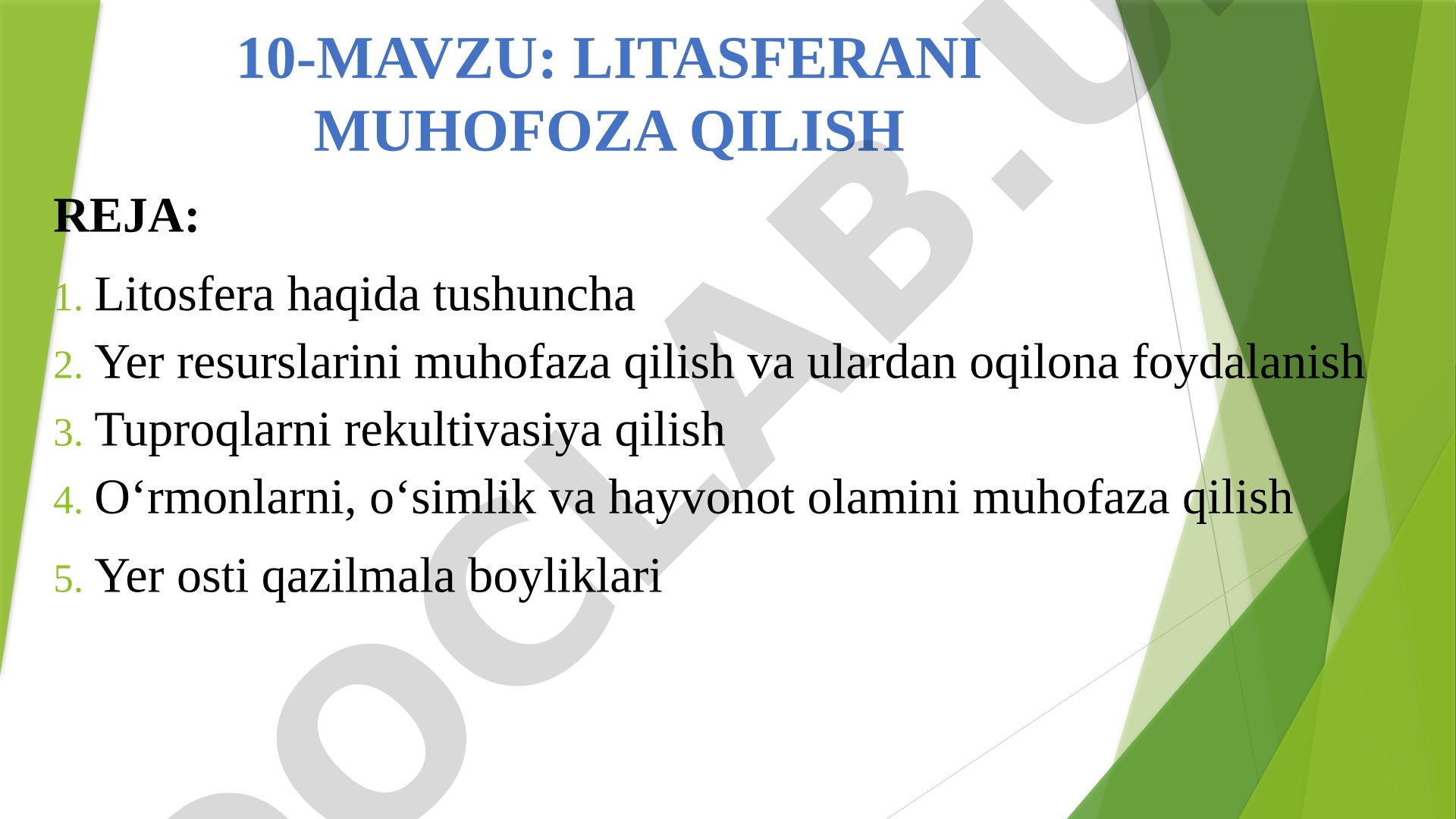 Litоsferani muhоfоza qilish