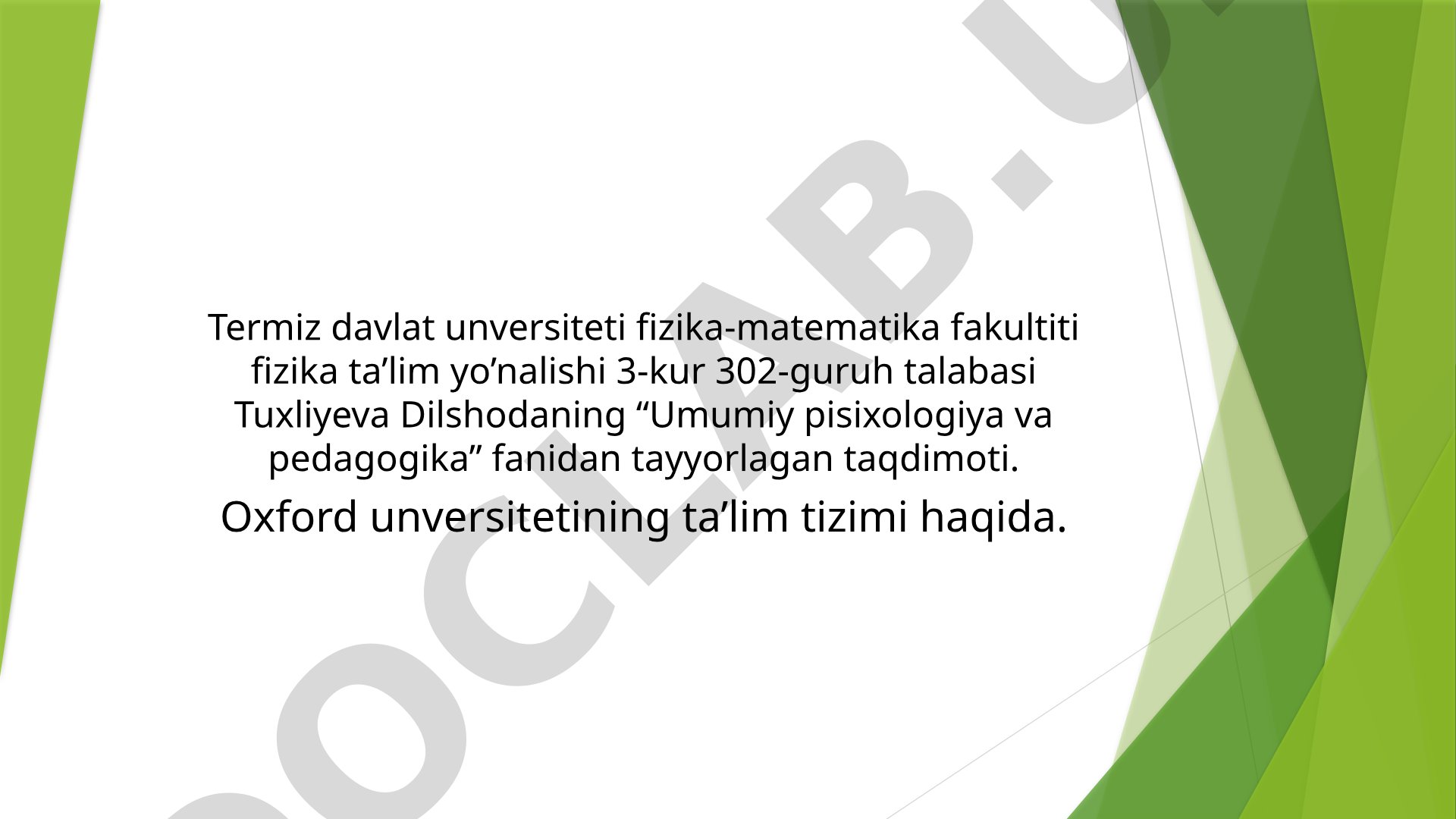 Oxford universitetining ta'lim tizimi