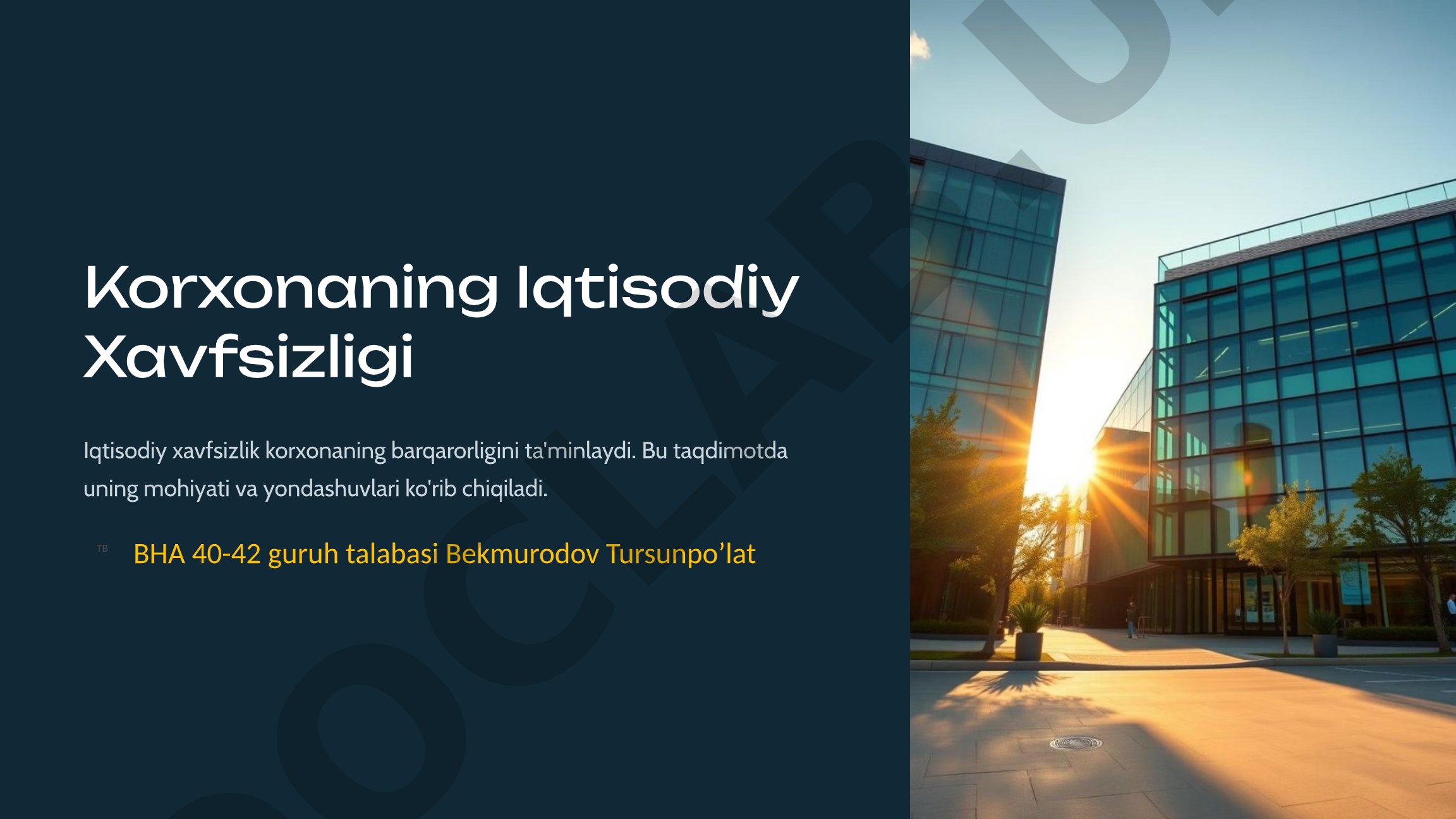 Korxonaning Iqtisodiy Xavfsizligi